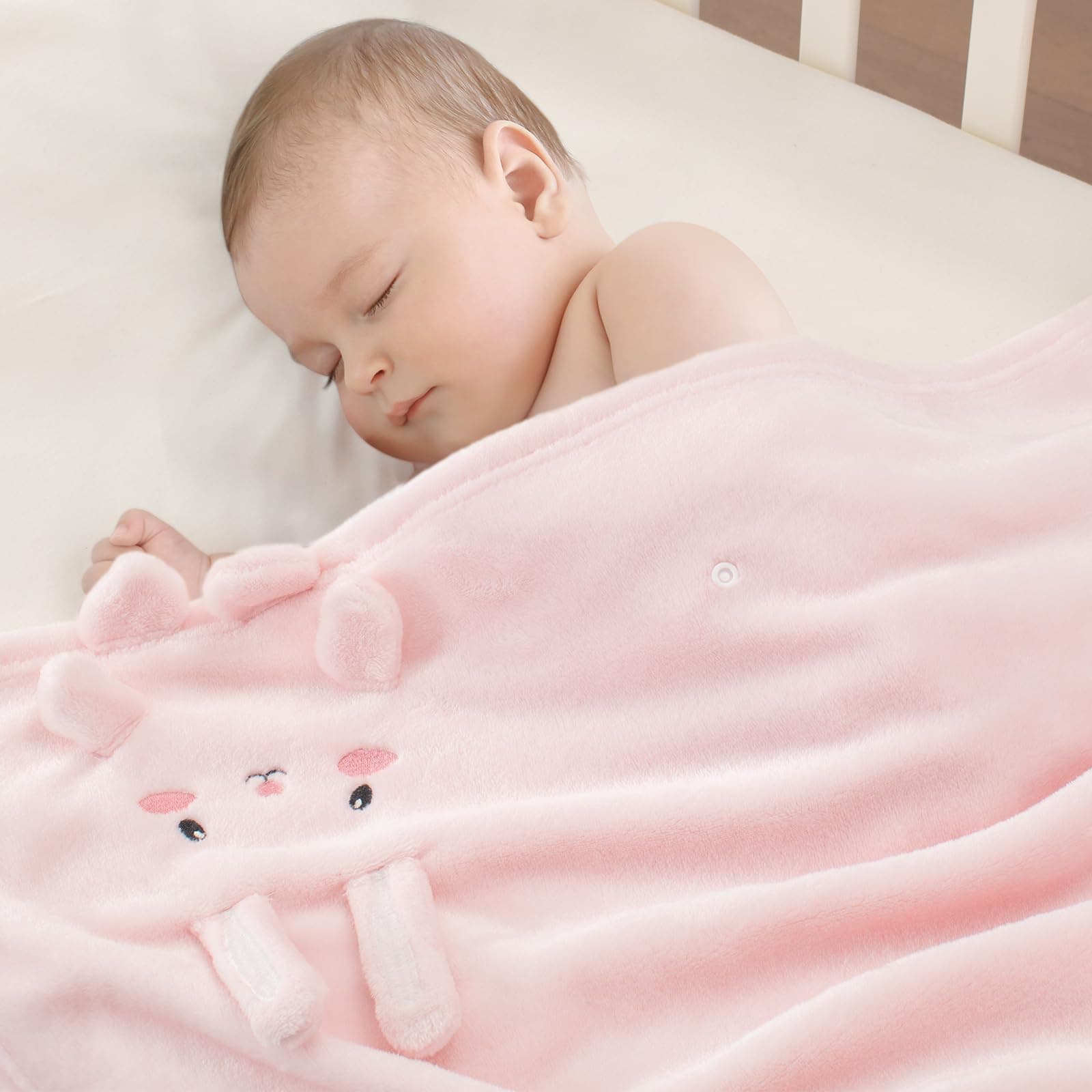 Baby Blanket, Foldable Rabbit Shape Plush Baby Blanket, Super Warm Breathable Receiving Blankets Newborn Nursery Swaddling Blankets Gifts for Crib Stroller Baby Boys Girls, Birthday and Christmas
