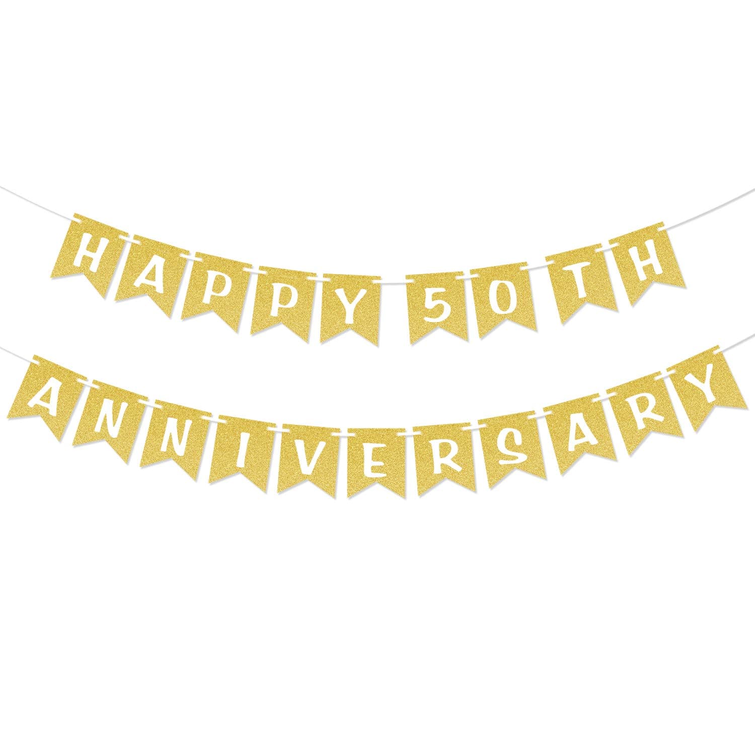 Happy 50th Anniversary Gold Glitter Banner Anniversary Wedding Party Decorations 50 Fifty Celebration Party Hanging Sign Photo Booth Props