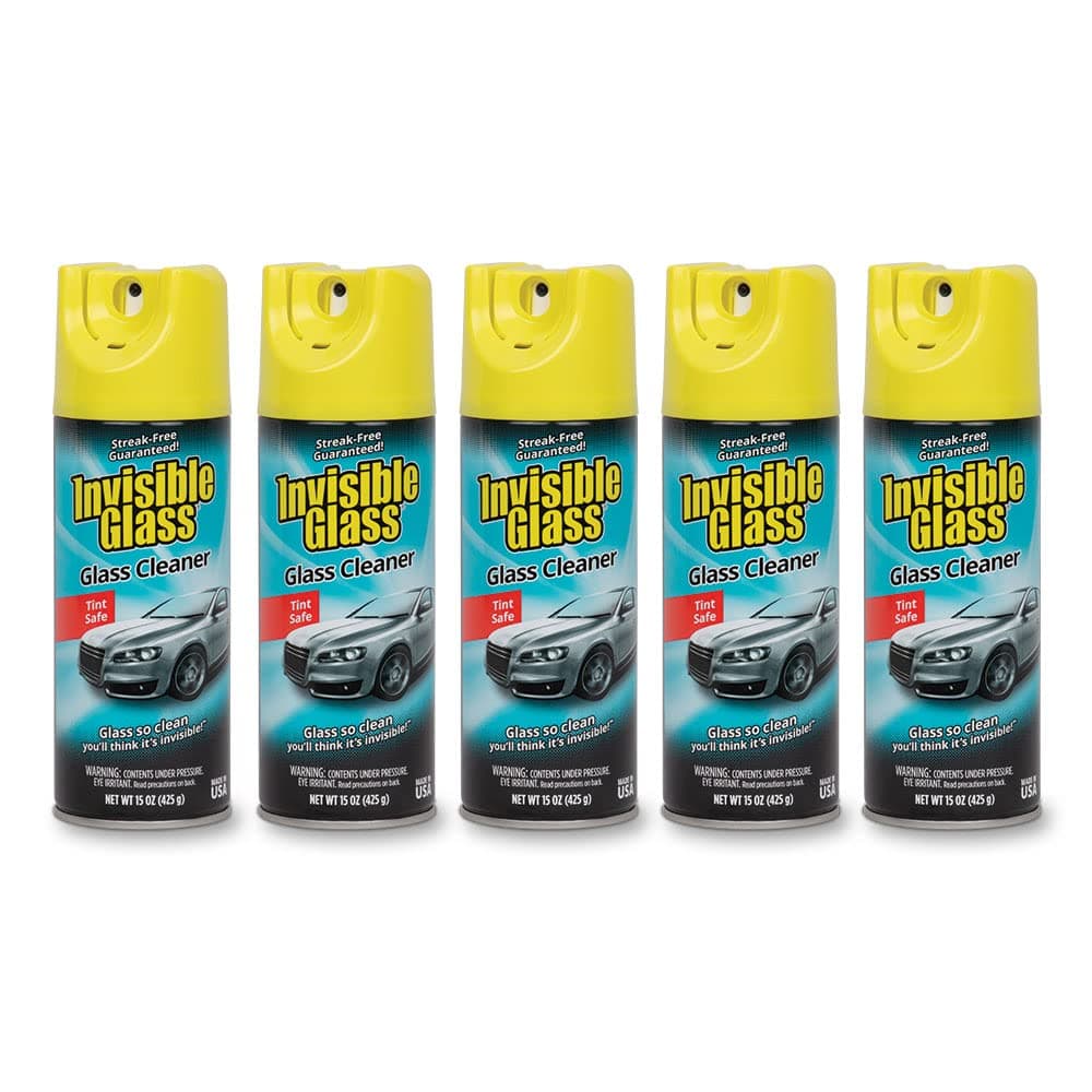 Invisible Glass 91163-5PK Premium Aerosol Glass and Window Cleaner for Auto and Home Cleans Glass, Windows, Windshields, and More, Streak-Free, Ammonia-Free, Tint-Safe, 425 g (Pack of 5)