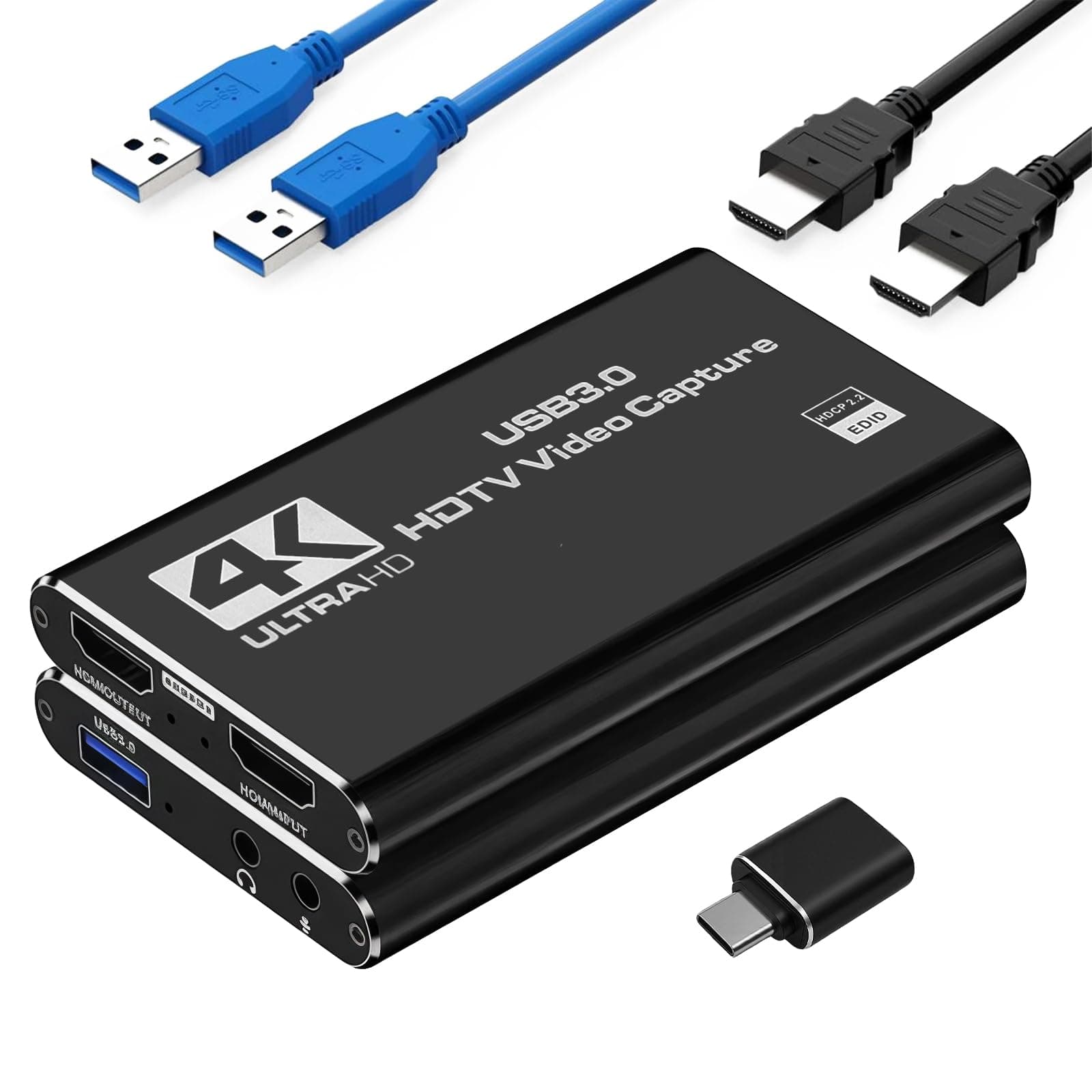 HDMI Capture Card for Streaming, USB3.0 1080p 60FPS Video Capture Card with HDMI Loop-Out, Plug & Play Game Capture Card Recording for PS5/PS4/Xbox/Switch/OBS/PC/Mac