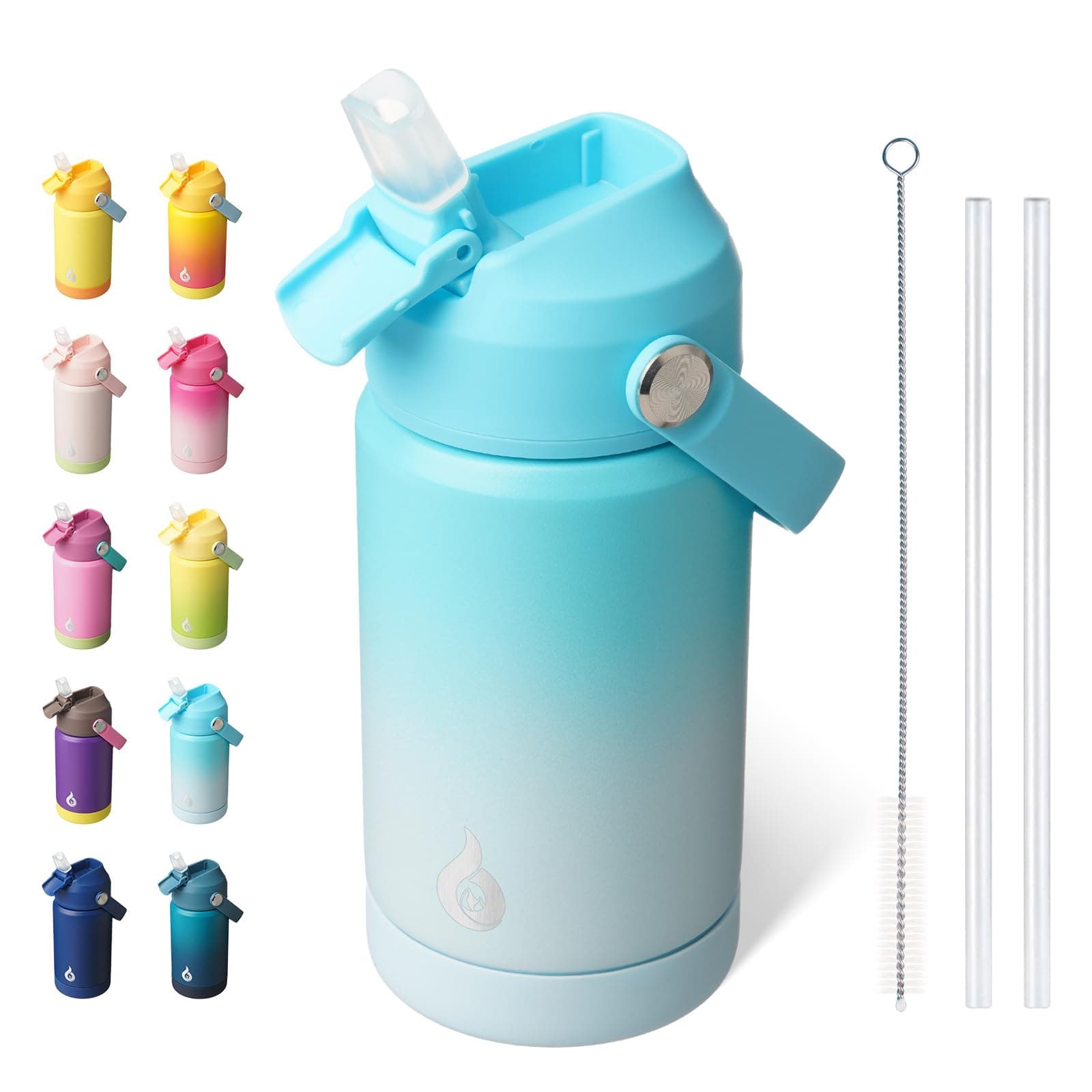 BJPKPK 12oz Insulated Water Bottle, Stainless Steel Bottle with Straw Lid