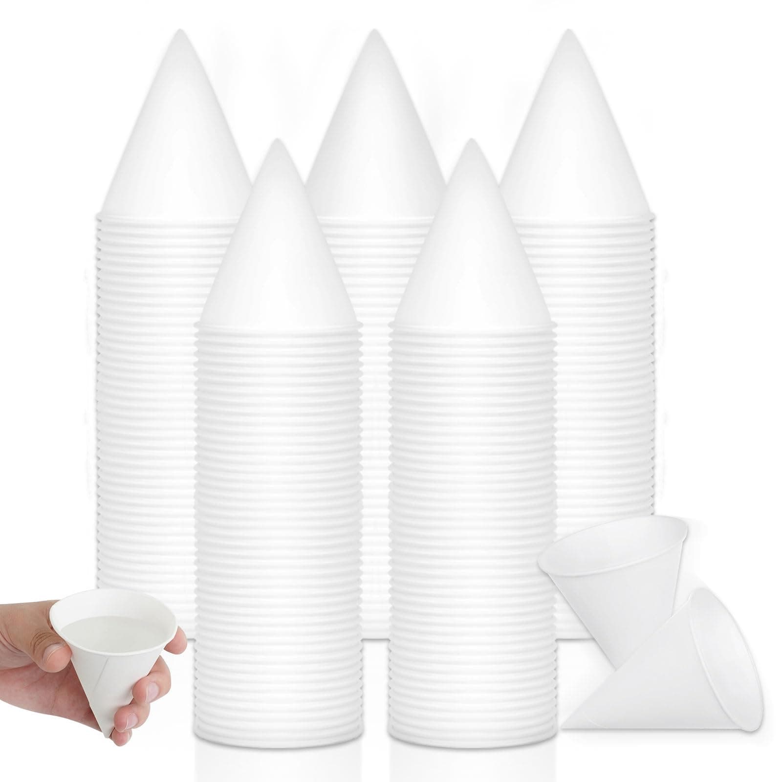 PEDOBALI 1000 Pcs 4 oz Paper Cone Cups White Classic Disposable Thicken Cone Cups, for Water Ice Cream and Shaved Ice, for Party and Home Use