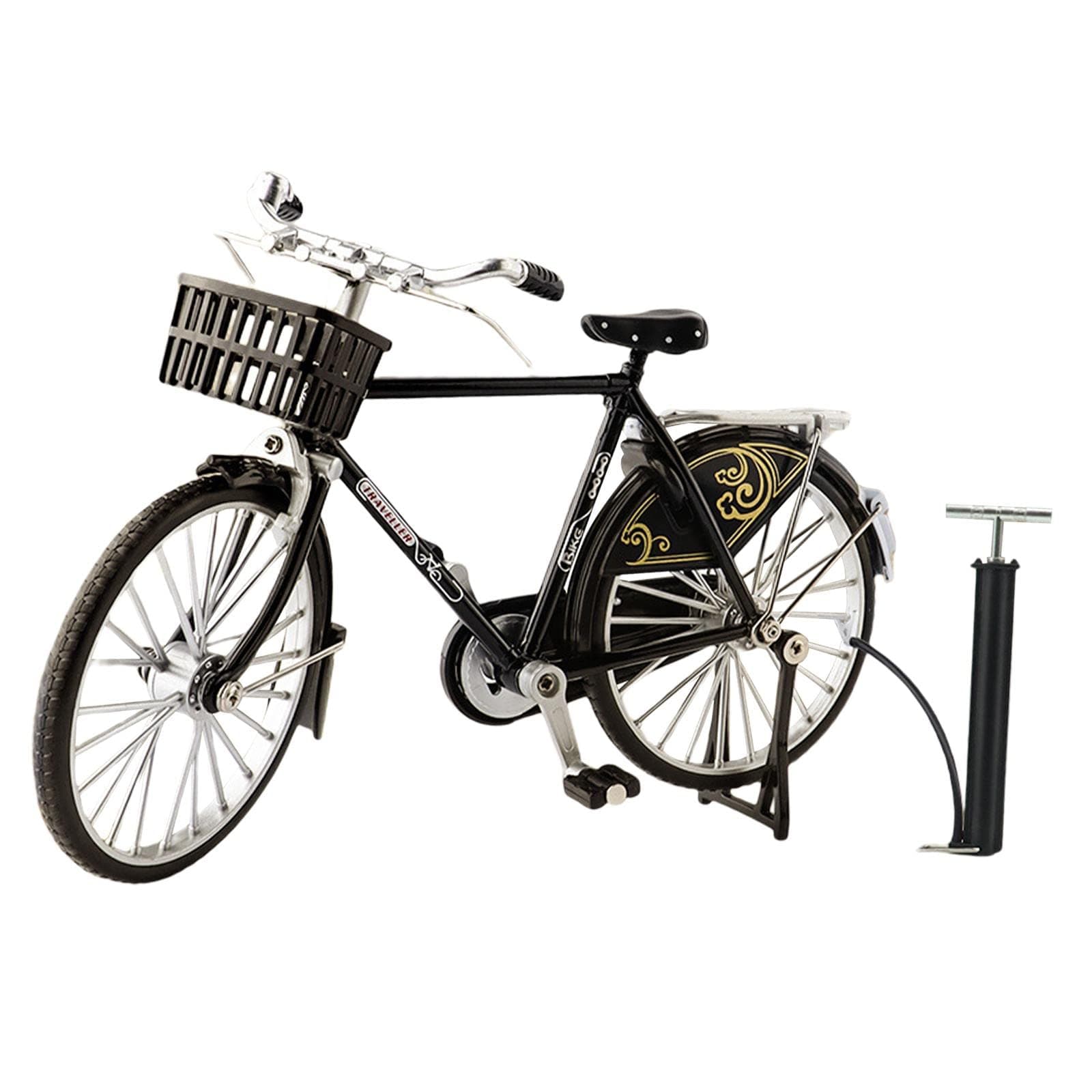 Milageto 1/10 Scale Bike Model, Diecast Mini Bicycle, Alloy Classical Bike Toy Miniature Metal Bike Vintage for Home Indoor, Style C