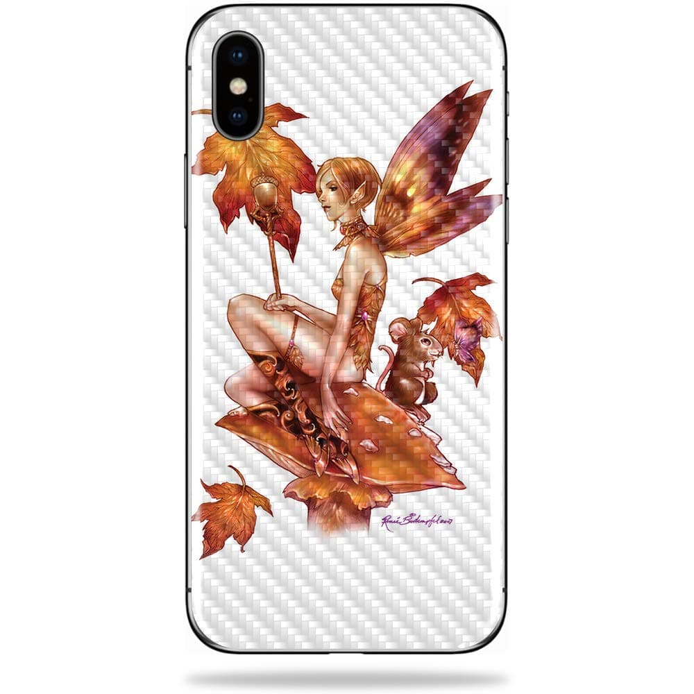 MightySkins Carbon Fiber Skin for Apple iPhone X - Falling Leaf | Protective, Durable Textured Carbon Fiber Finish | Easy to Apply, Remove, and Change Styles | Made in The USA