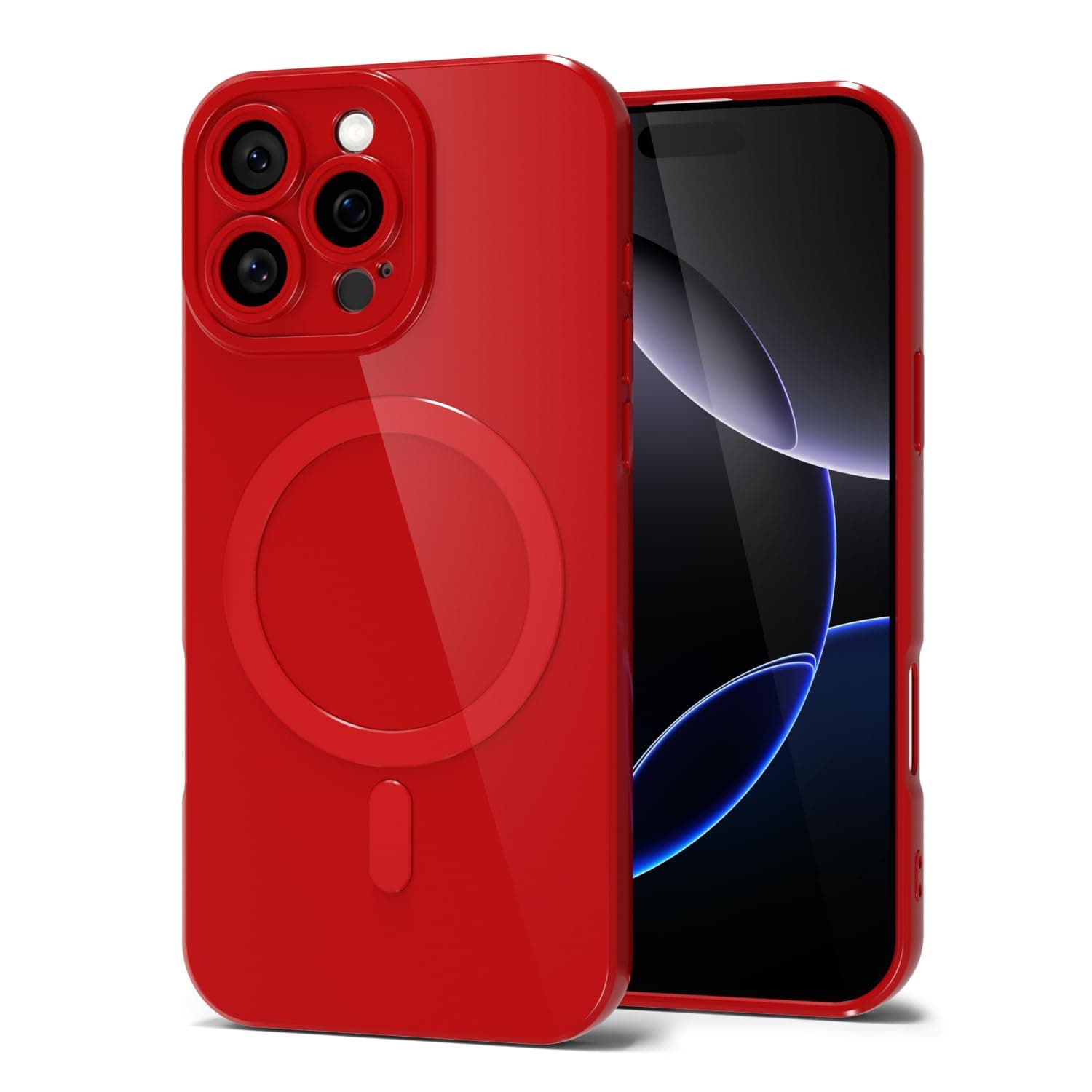 Svanove for iPhone 16 Pro Max Phone Case Silicone Magnetic, Compatible with Magsafe Case Cute for Women, Girly Glossy Jelly Rubber Thin Slim Hard Plastic Mag Safe & Camera Cover Protection, Red Wine