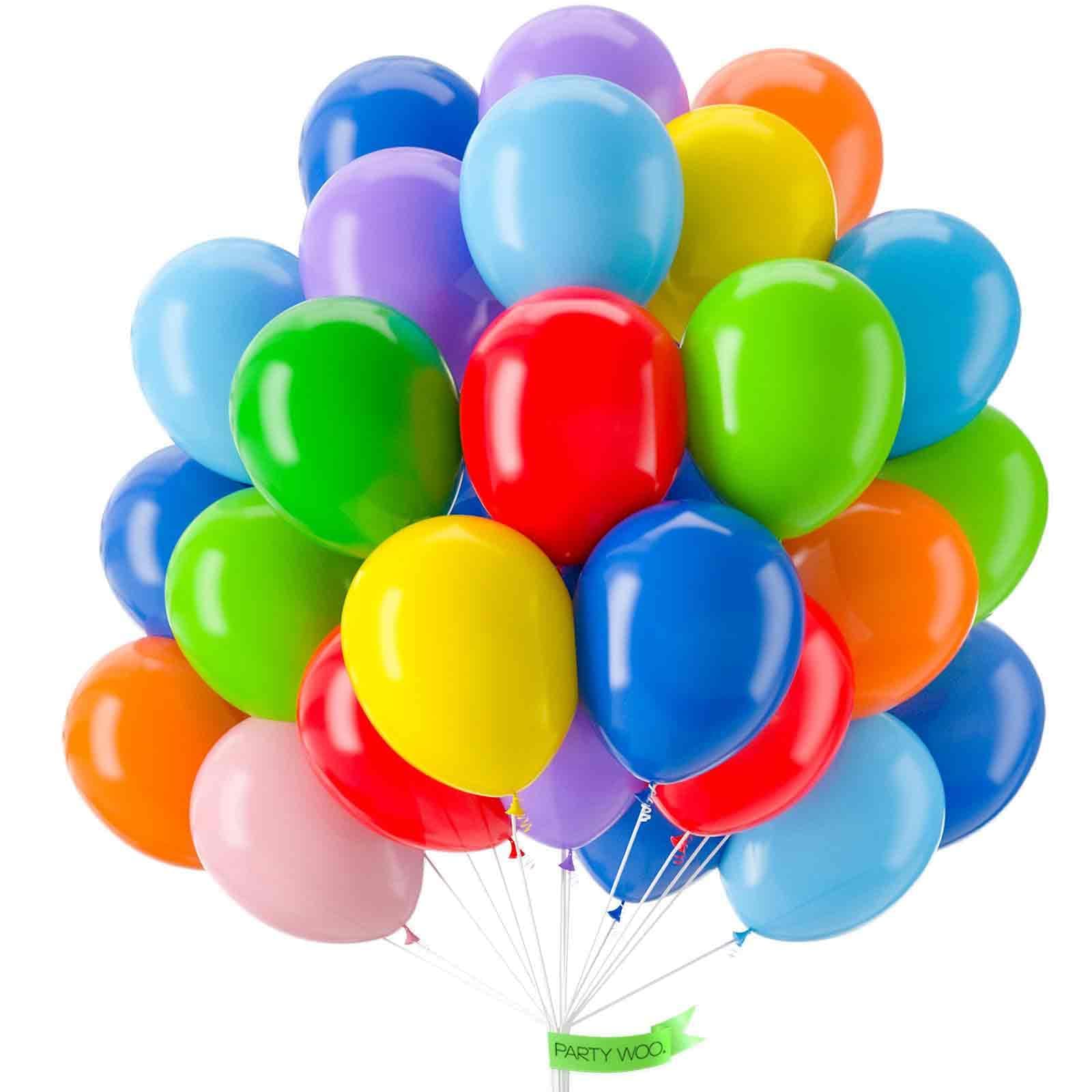 PartyWoo Assorted Colors Rainbow Balloons 50 pcs 12 Inch Multicolor Colorful Latex Helium Balloon for Graduation Baby Shower Unicorn Fiesta Flower Spring Rainbow Theme Birthday Party Decorations