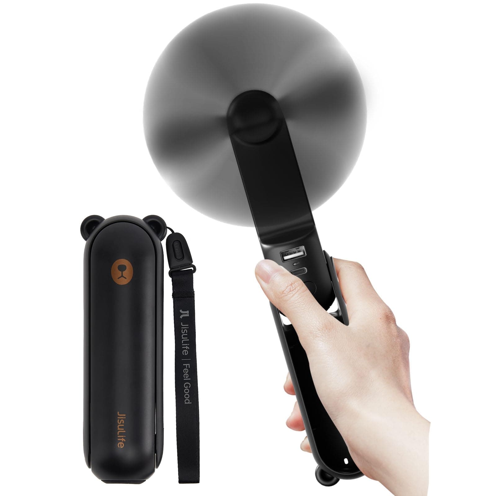 JISULIFE Handheld Fan 8 Plus: 40H Cooling & 4500mAh PowerBank & Flashlight