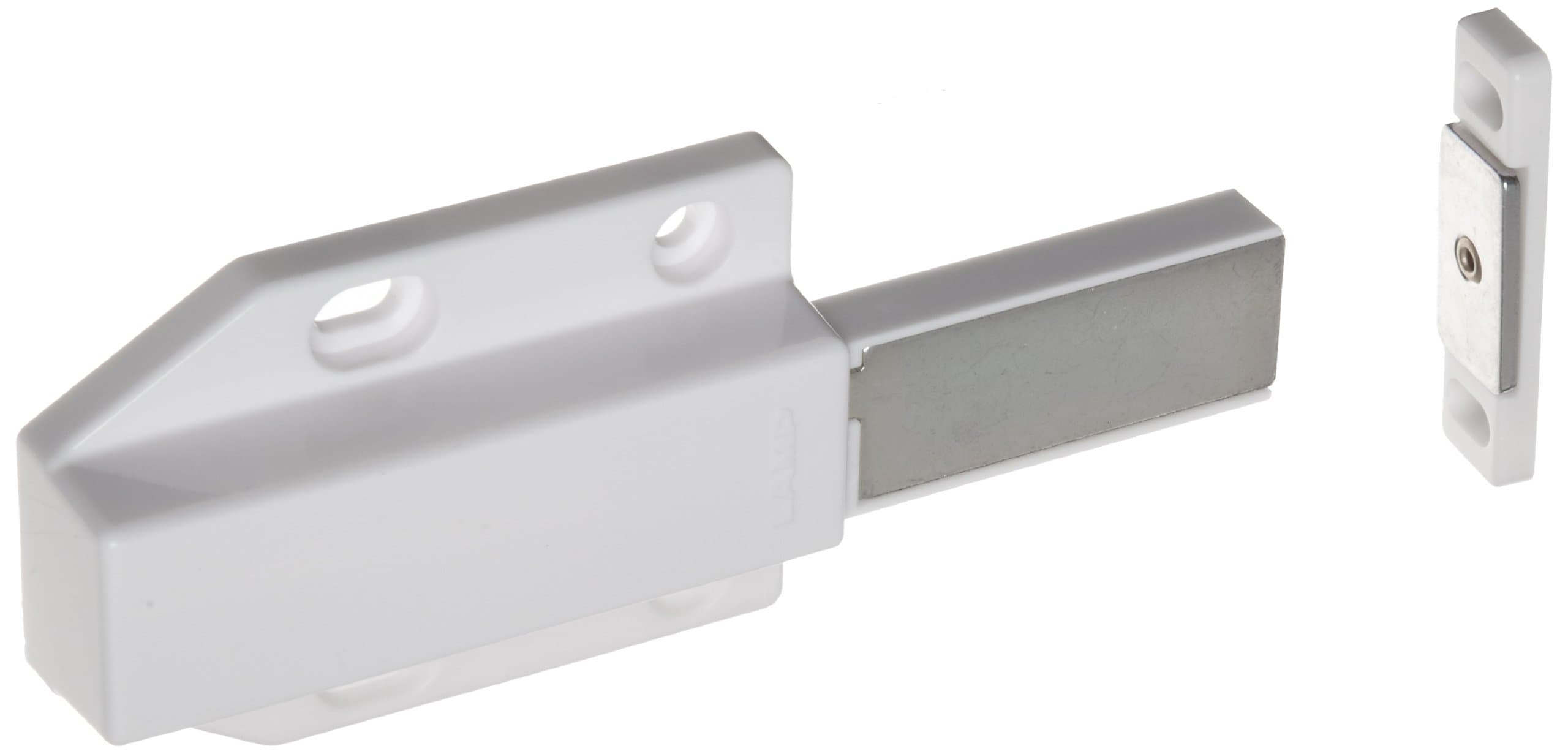 Steel Surface Mount Magnetic Catch, Yellow Zinc Chromate Finish, 4-35/64" Length, White (Pack of 5)