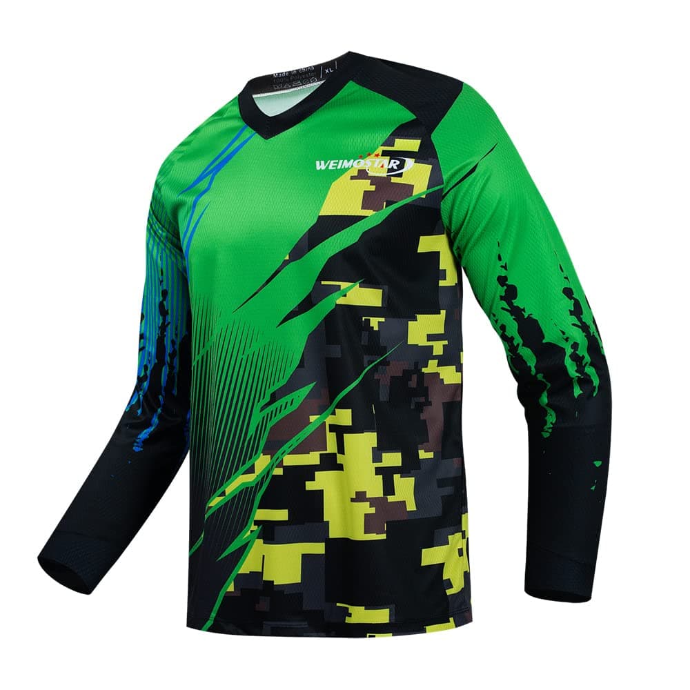 Men's Off-Road Long Sleeve Cycling Jersey Downhill Endurance Race MTB Breathable Jersey Quick-Drying T-Shirt, Cd9592, 3X-Large