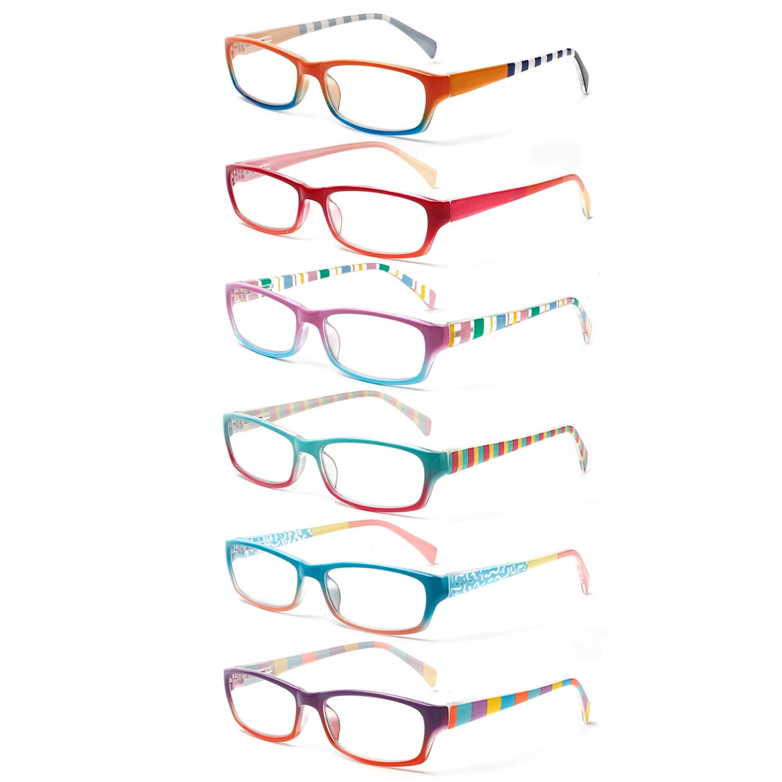 Kerecsen Computer Reading Glasses for Women Blue Light Blocking Glasses for Reading Fashion Pattern Print Eyeglasses for Womens(Mix Color -5, 1.50)