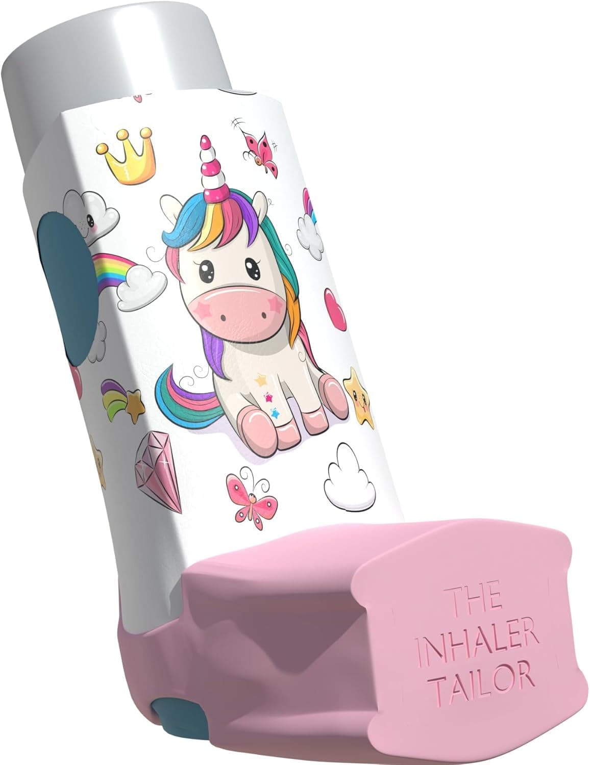 The Inhaler Tailor Inhaler Holder - for Ventolin & Shorter Style Inhaler - Vegan Leather - Adults & Kids Asthma Inhaler Case with Eyelet for Keychain/Lanyard - Handmade (Shorter, UNA the Unicorn)