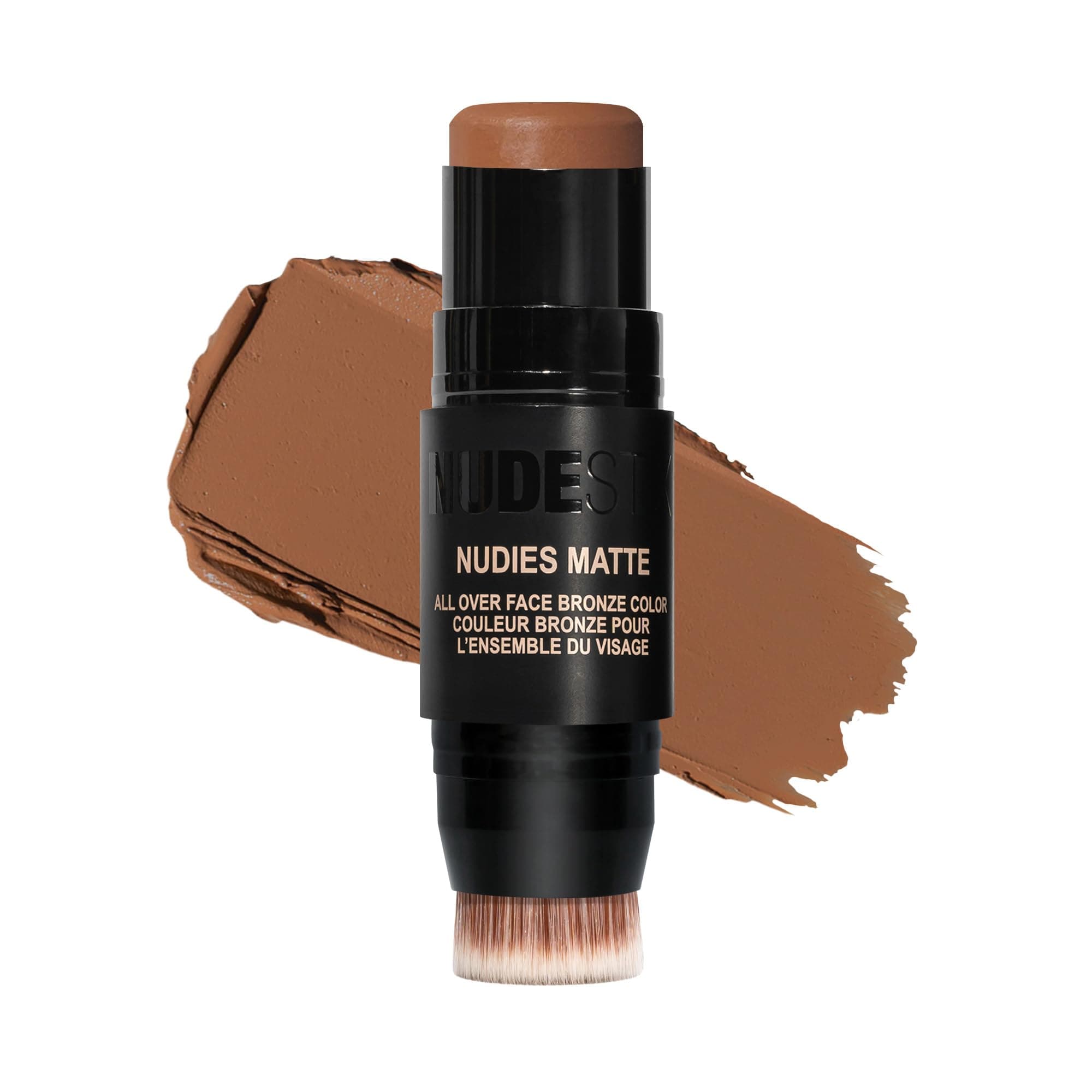 Nudestix Nudies Bronze All Over Matte Bronzing Stick – 3-in-1 Cream Bronzer for Cheeks, Eyes & Lips with Built-In Brush | Natural Contour & Sun-Kissed Glow | Vegan, Long-Wear Makeup (Manila)