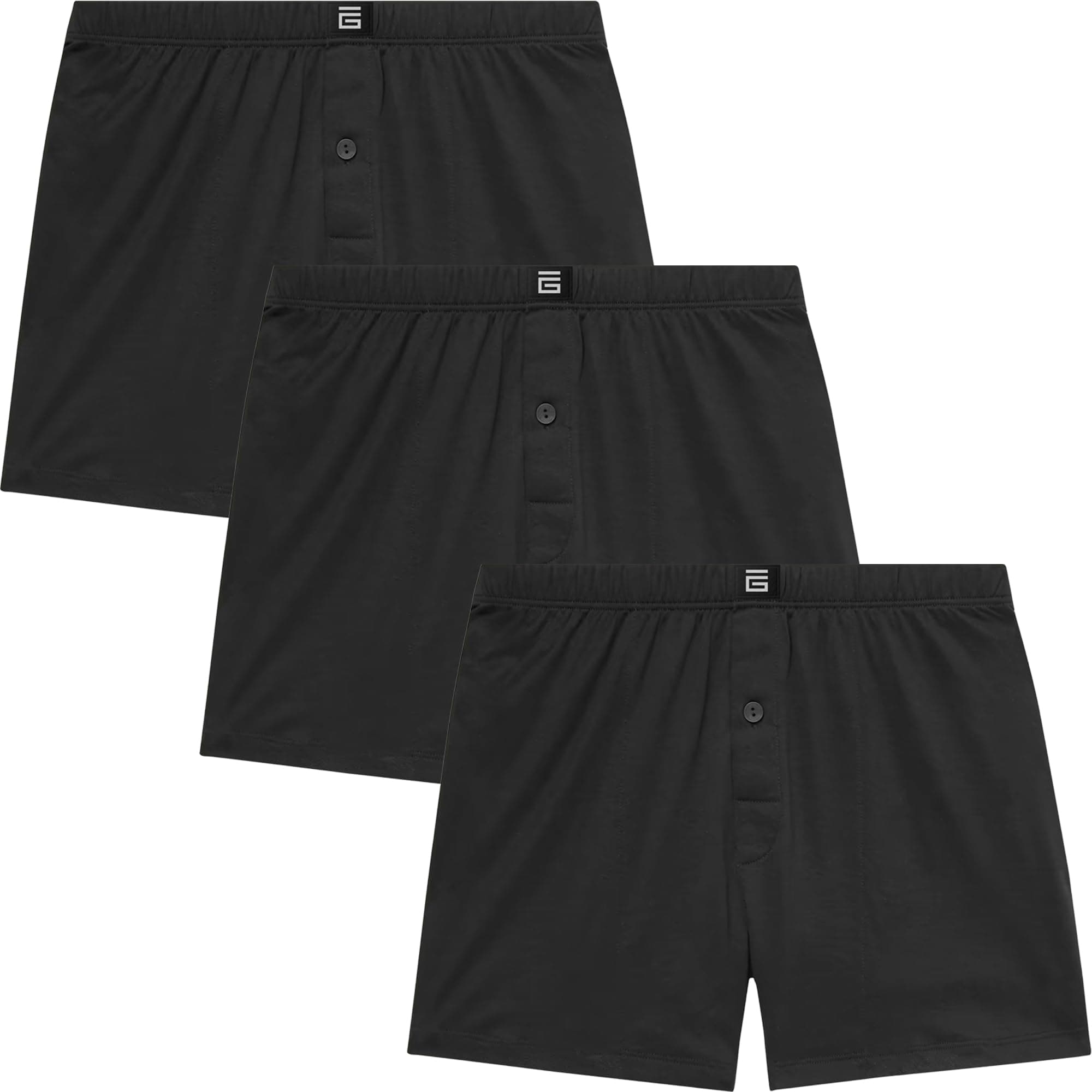 Giovici Men's Boxers Loose Fit - Super Soft Cotton Multipack (3 Pack) Black