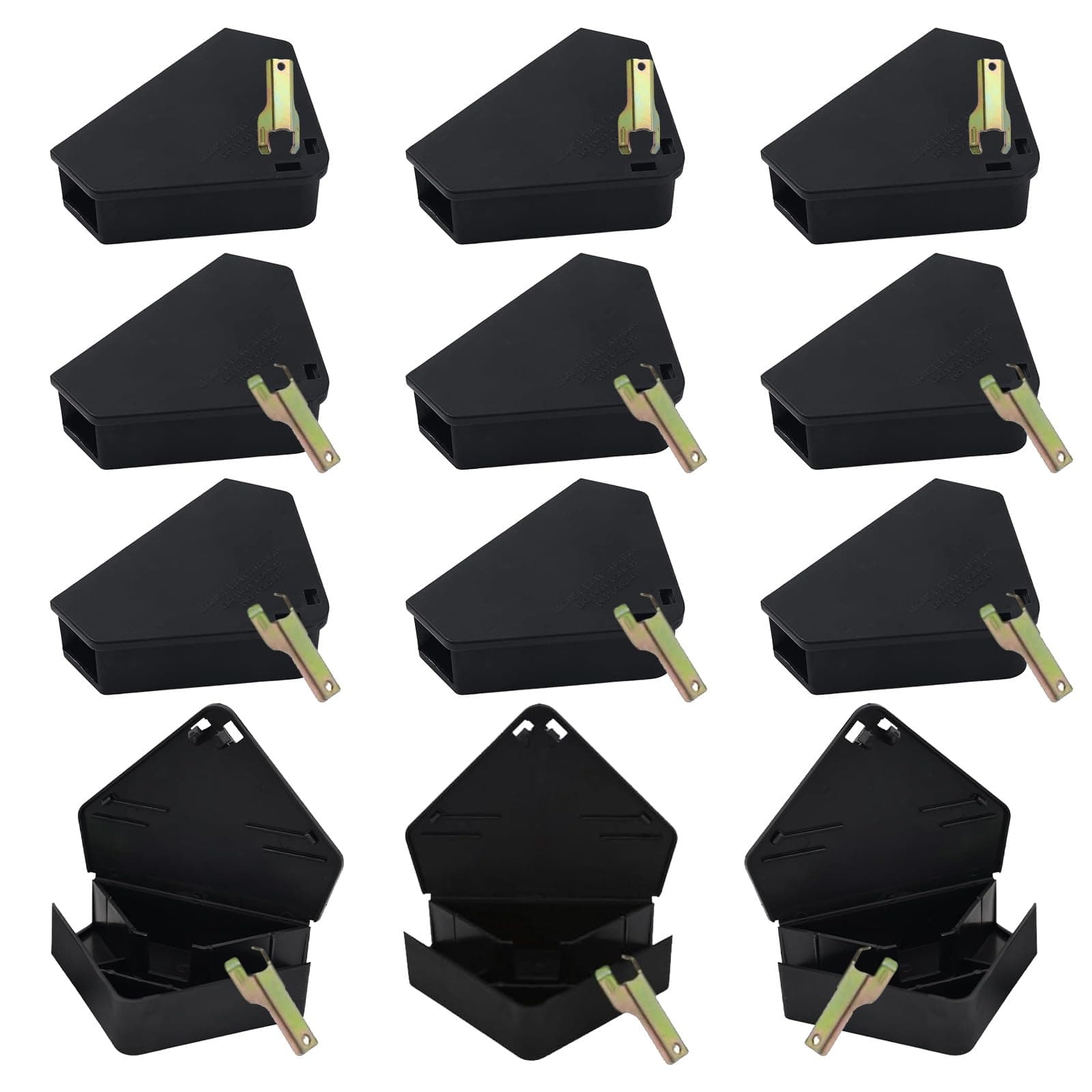 12-Pack Reusable Mouse Bait Stations with Security Keys, Child & Pet Safe, Effective Mice Station, Durable Rodent Trap Bait Box for Indoor & Outdoor Use (Bait Not Included)