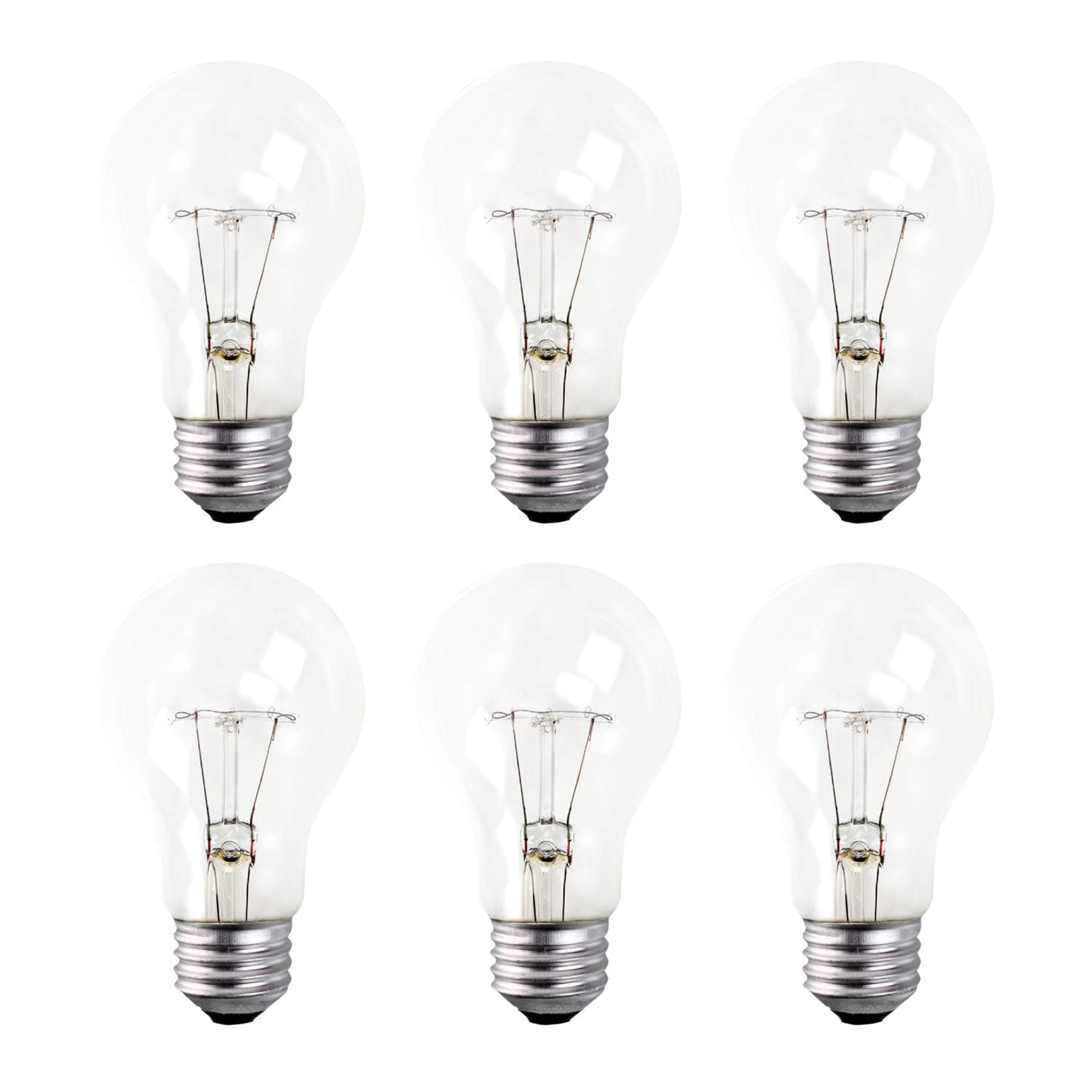 Xtricity A19 Clear Incandescent Rough Service Light Bulb, 100 Watt, 2700K Soft White, E26 Medium Base, 1020 Lumens, 130V (6 Pack)