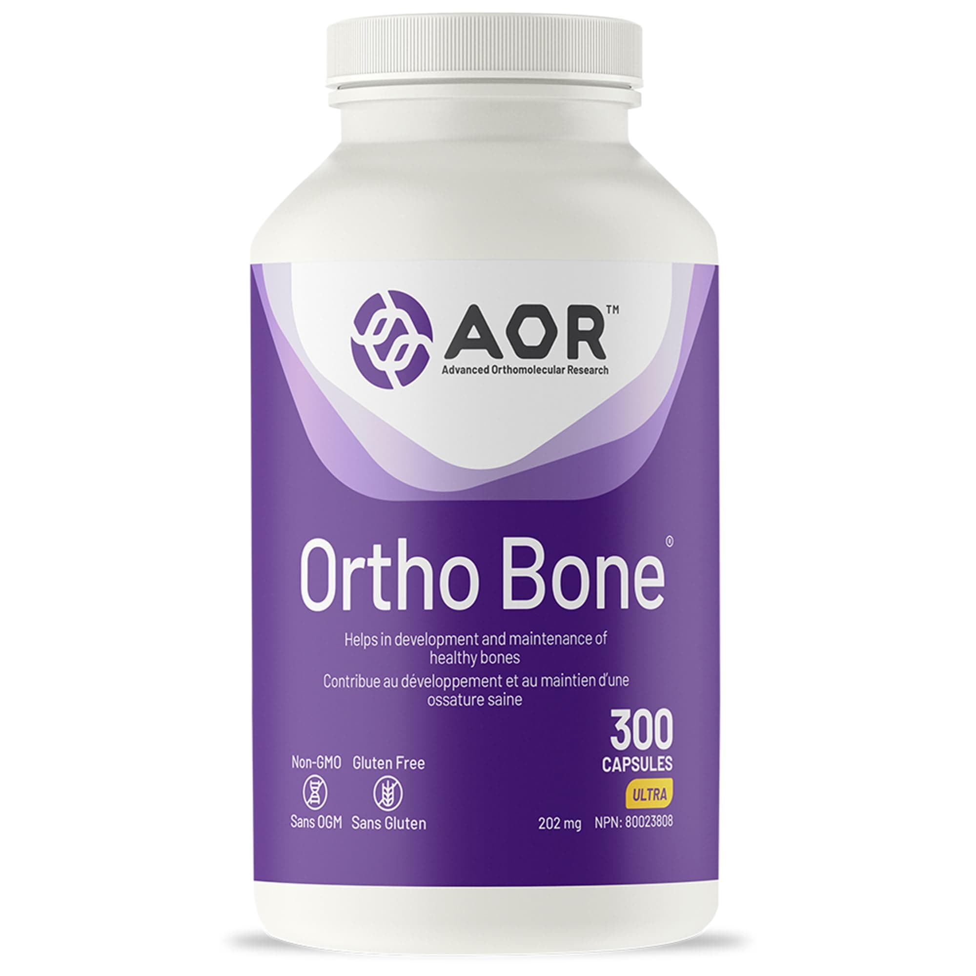 AOR Ortho Bone 300 Capsules 1-Month Supply - Bone Support Supplement Includes MCHA Complex, Calcium, Vitamins K2 & B12, Promotes Strong Bones and Flexibility - Non-GMO & Gluten-Free - Gentle Formula