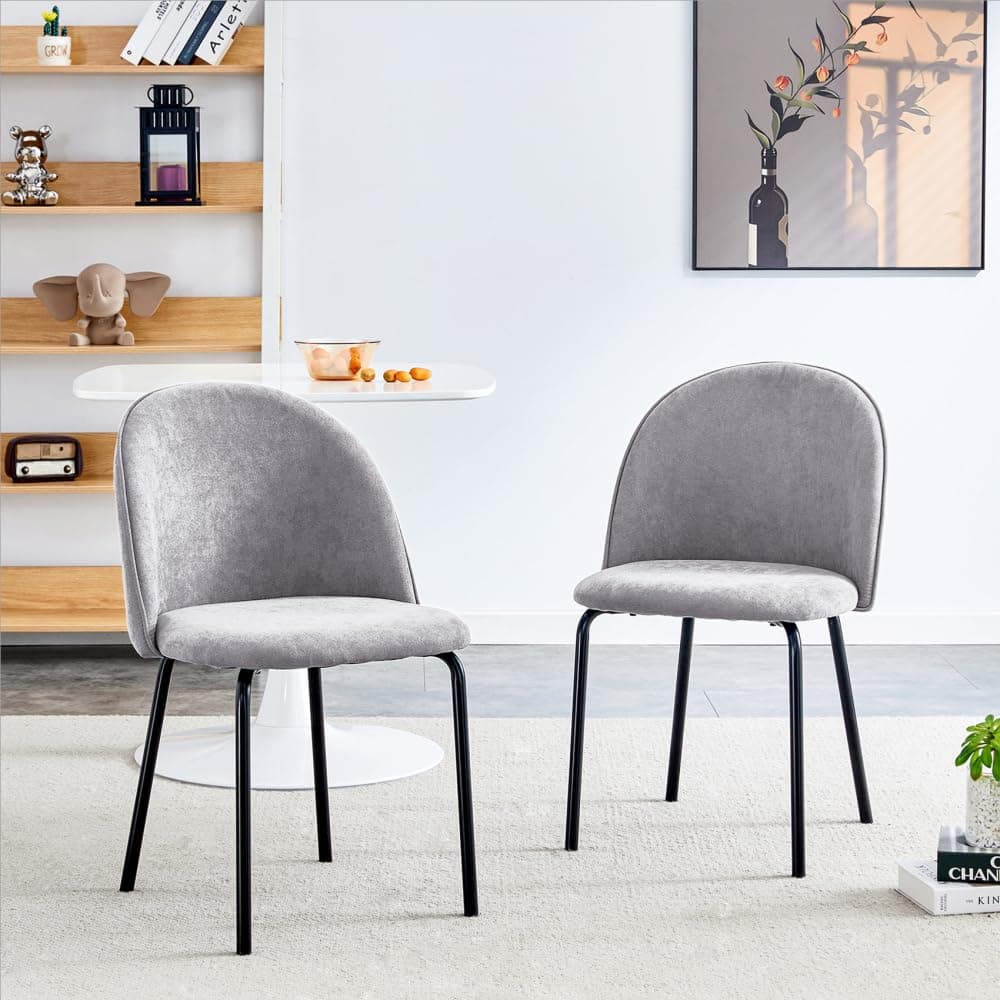 XTevu Dining Chair Set, Set of 2 Grey Kitchen Side Chairs and Dining Room Seats for Breakfast Nook, Apartment Dining Area and Everyday Home Table Seating