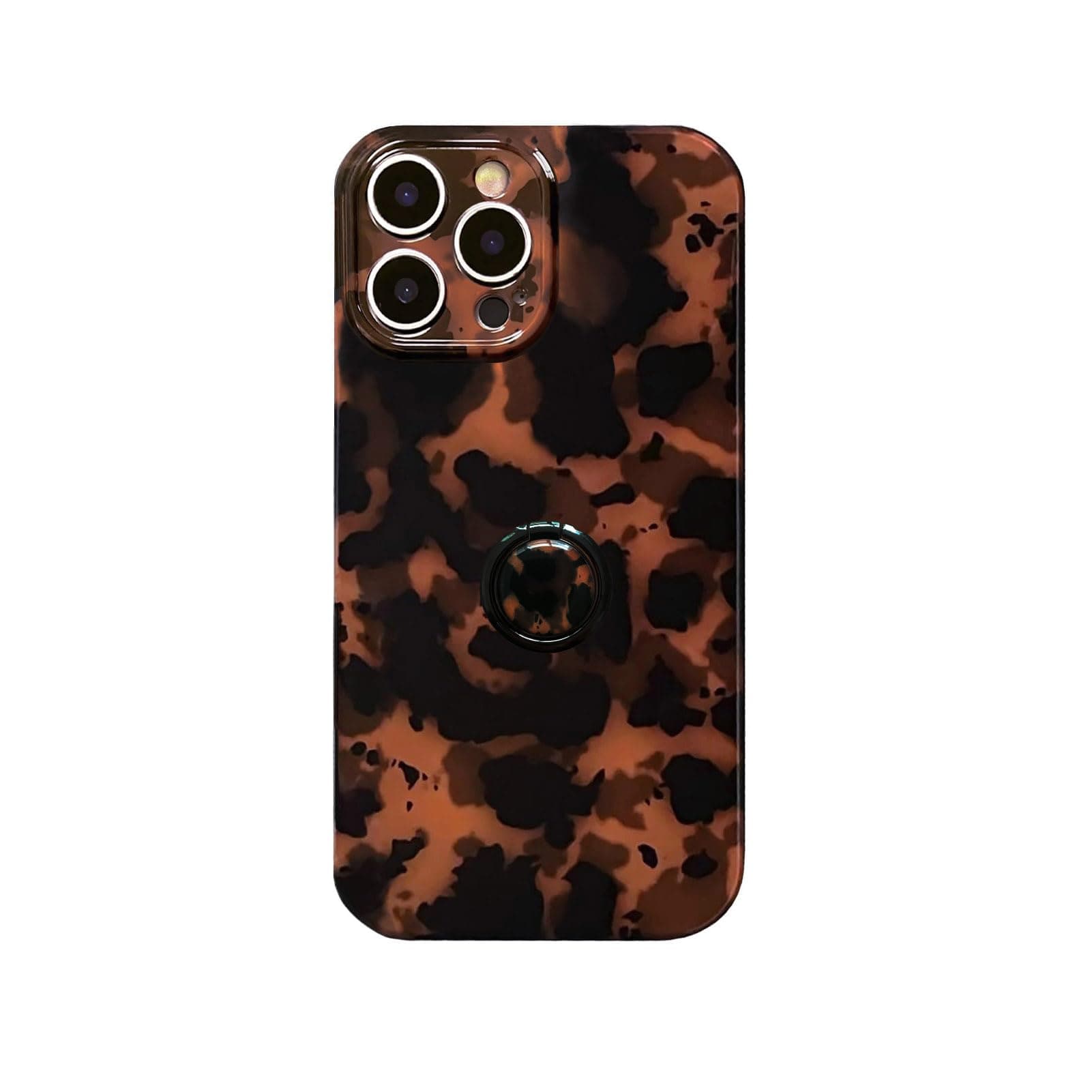 Aesthetic Tortoise Shell Phone Case for iPhone 14 pro with phone stand,Cute Brown Amber Leopard Slim IMD Process cases, Never Fade, Full Shockproof Camera Protection summer Girly woman - ring holder