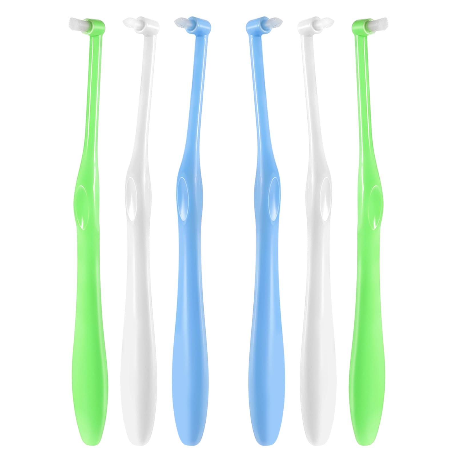 Abeillo 6Pcs End Tuft Toothbrush, Orthodontic Toothbrush Small Head, Ultra Soft Brushes for Braces, Implants, Retainers and Teeth Detail Cleaning, Extra Small Head for Hard-to-Reach Areas