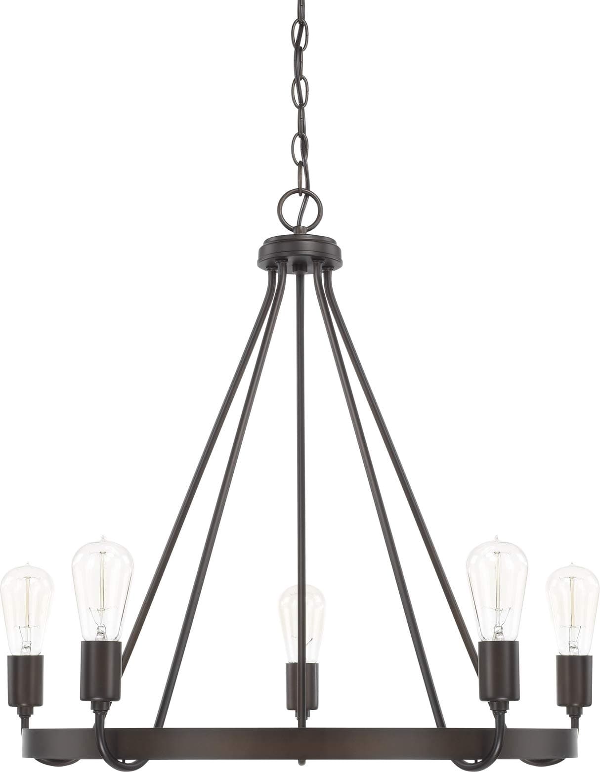 HomePlace Lighting 420061BZ Tanner Urban/Industrial Round Chandelier, 5-Light 500 Total Watts, 25" H x 27" W, Bronze