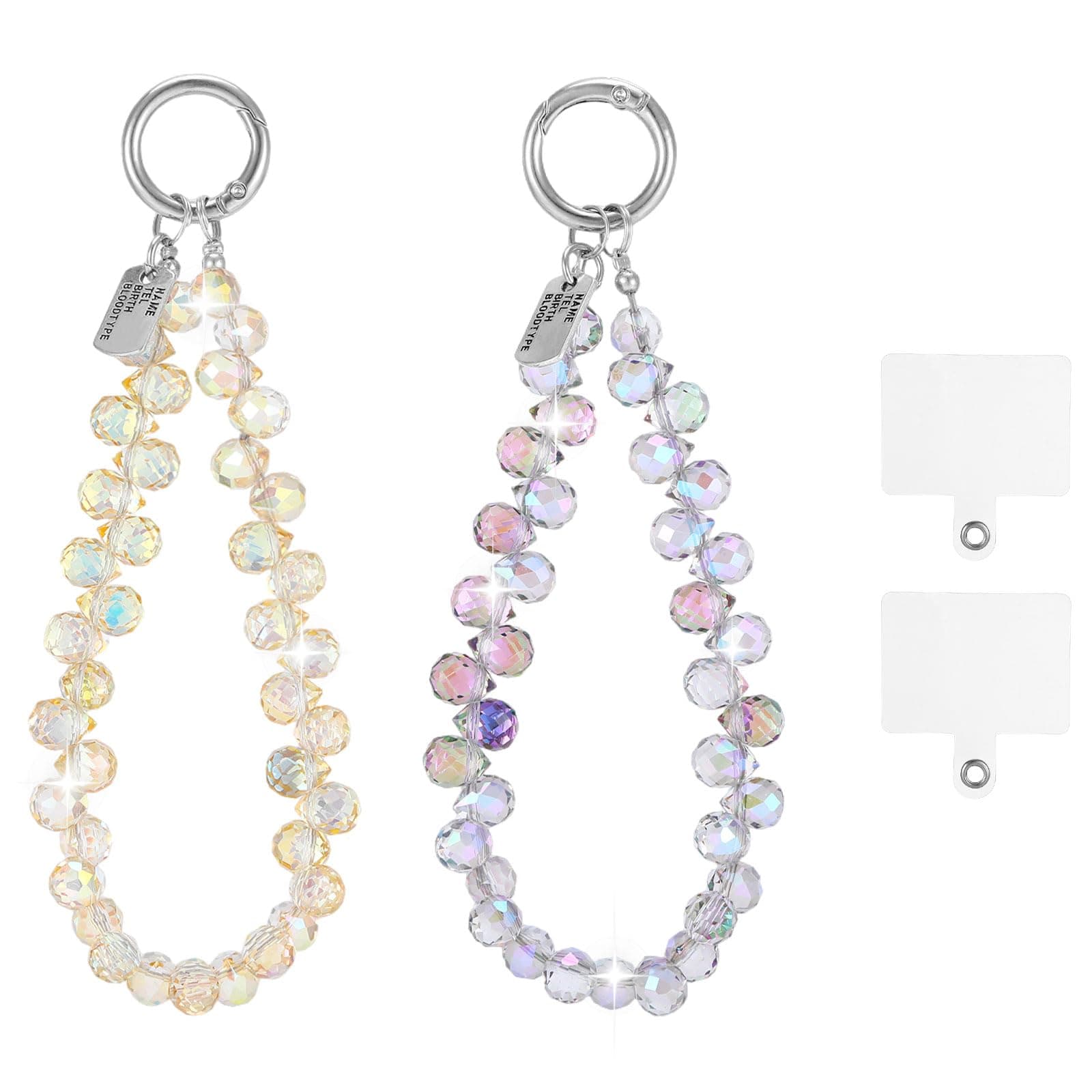 Qiuruoo 2 Pcs Beaded Phone Wrist Strap for Women，Sparkling Phone Charm for Hanging, Decorative, uniform size