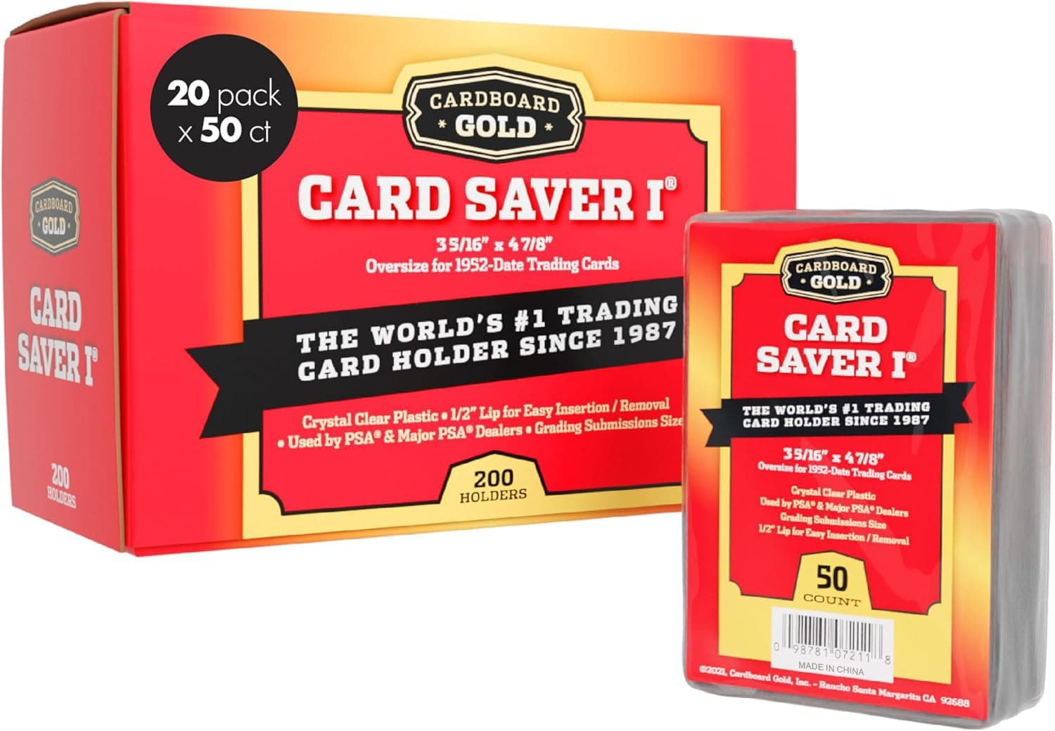 Cardboard Gold Card Saver 1 - Semi Rigid Card Holders - 1000 Count