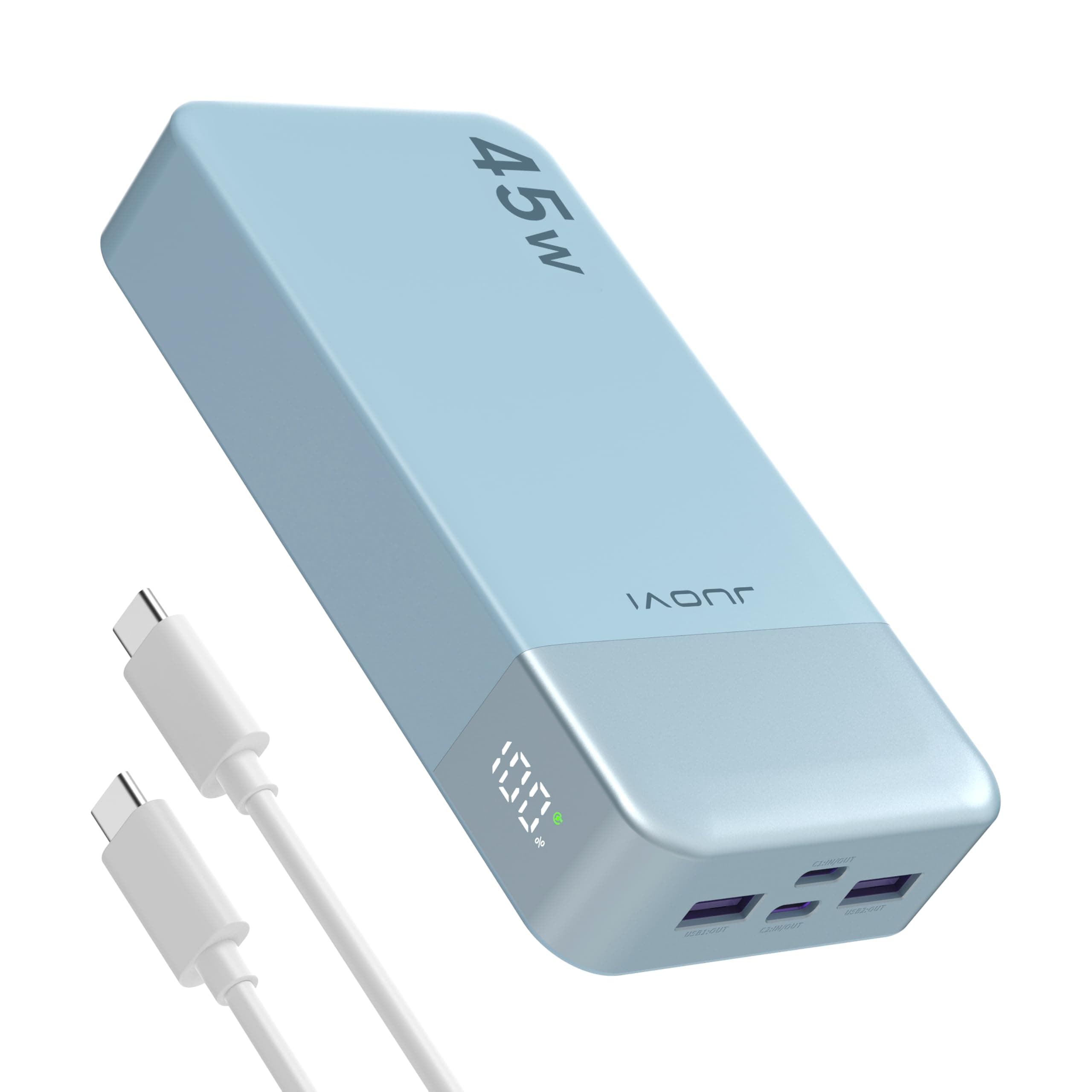 JUOVI Power Bank 45W 20000mAh USB-C Portable Charger PD QC Fast Charging