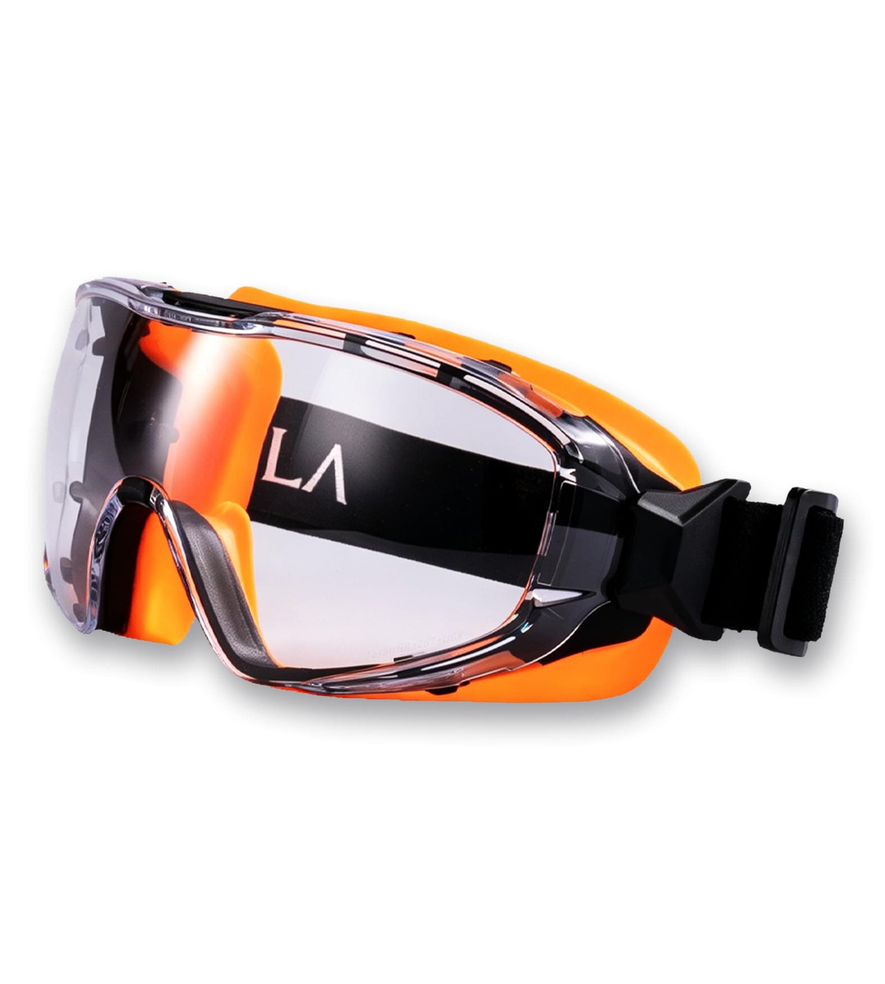 Tarantula ANSI Z87.1+ Safety Goggles Over Glasses, Anti-Fog & Anti-Scratch UV380 Lenses, Adjustable Strap, High-Impact Eye Protection for Lab, Woodworking & DIY, Orange