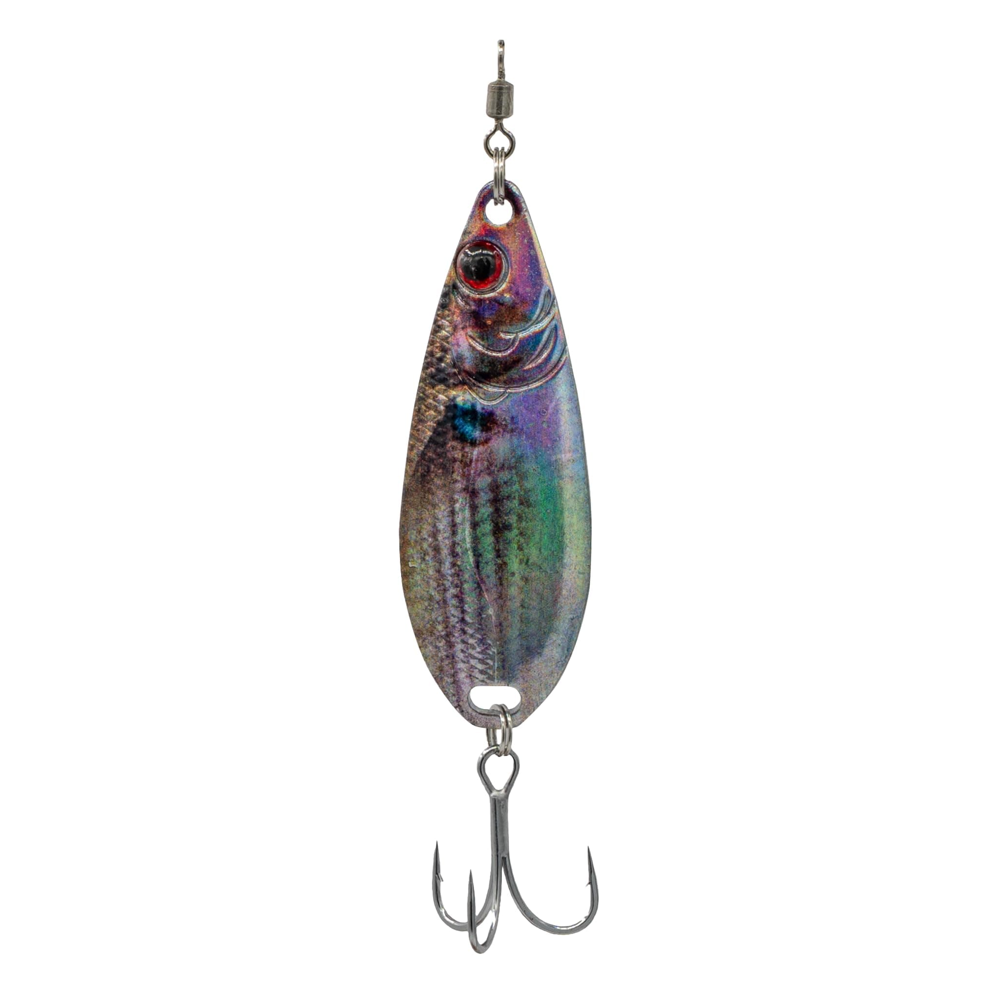 6th Sense Fling Spoon – Compact Metal Spoon for Bass Fishing with Flutter Action, Built-in Swivel, and Premium Treble Hook (Live Mullet, 1/2oz.)