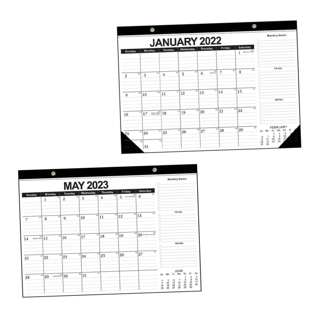 TOGEVAL 1Pc English Calendar Decor Months Wall Hanging Calendar Black for Home Office Stylish Design for Organizing Planning for Christmas Year