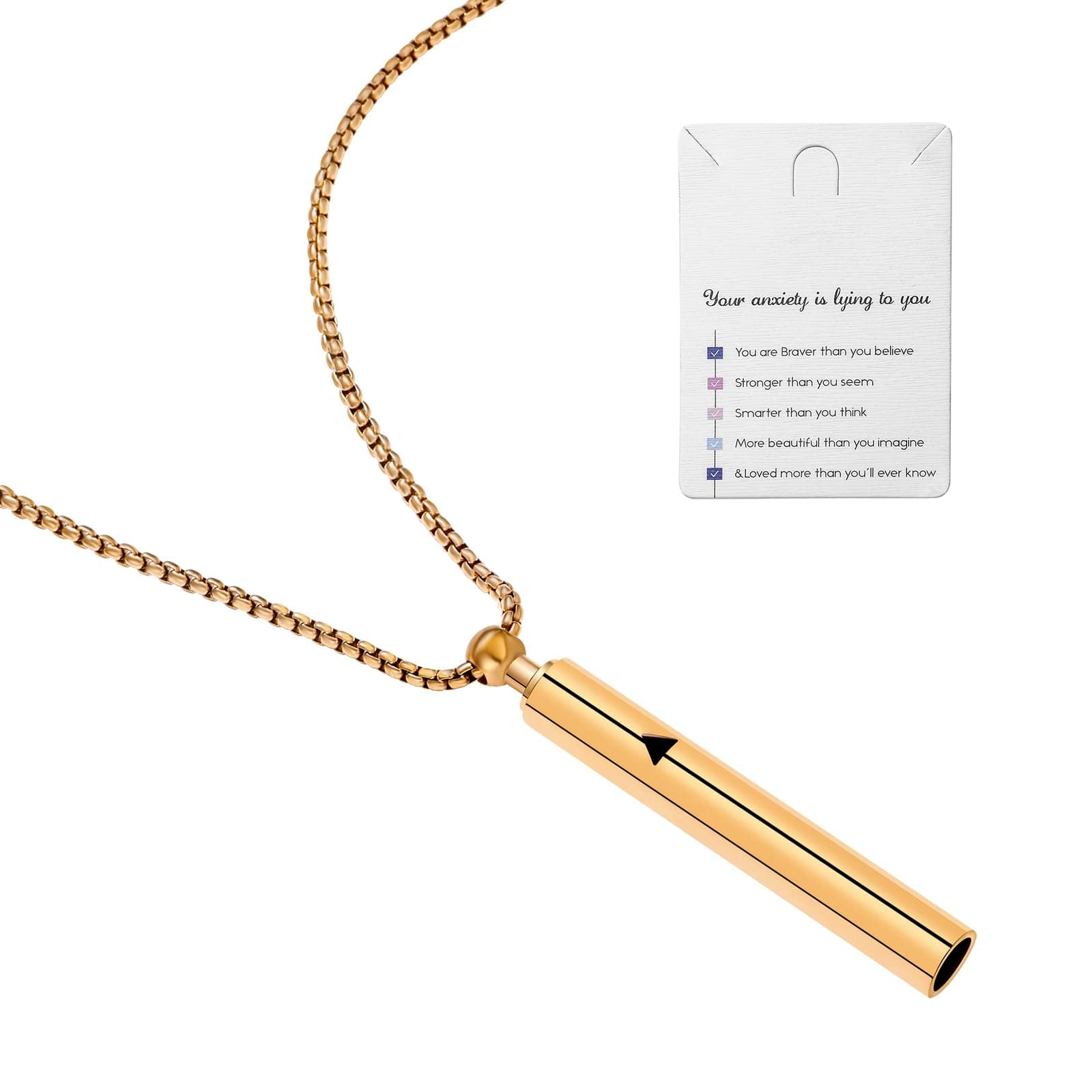Xeyai Stainless Steel Anxiety Breathing Necklace, Mindful Breathwork Tool for Stress Relief, Meditation Gifts for Women and Men, Adjustable (19.6 - 21.56 inches), Stainless Steel, No Gemstone