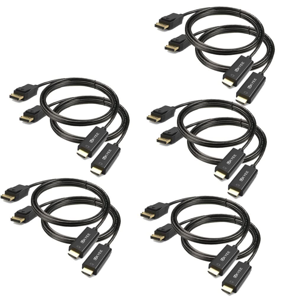 Display Port (DP) to HDMI Cable 6 feet 10-Pack, UKYEE DisplayPort to HDMI Cable Adapter 6ft Male to Male Cord Converter for PCs to HDTV, Monitor, Projector with HDMI Port