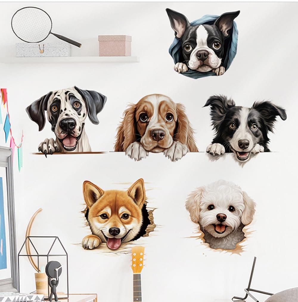 Buer Homie Wall Decals Puppy Dog Peel and Stick for Bedroom Kids Room Decor