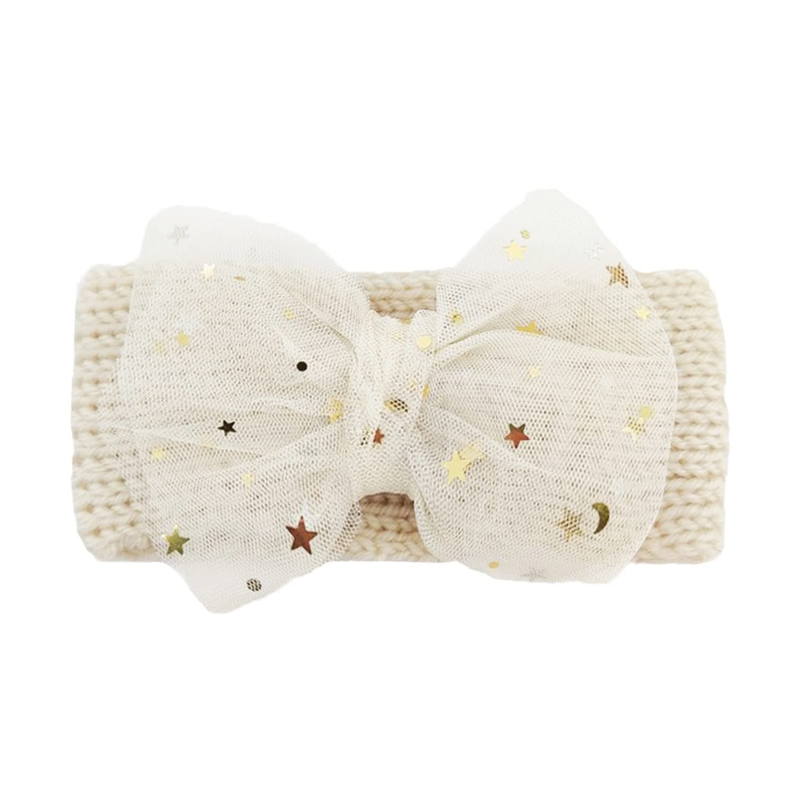 Boys Headband Hairband Infant Girls Star Lace Knitted Baby Headwear Toddler Stretch Bowknot B Headbands (C, One Size)
