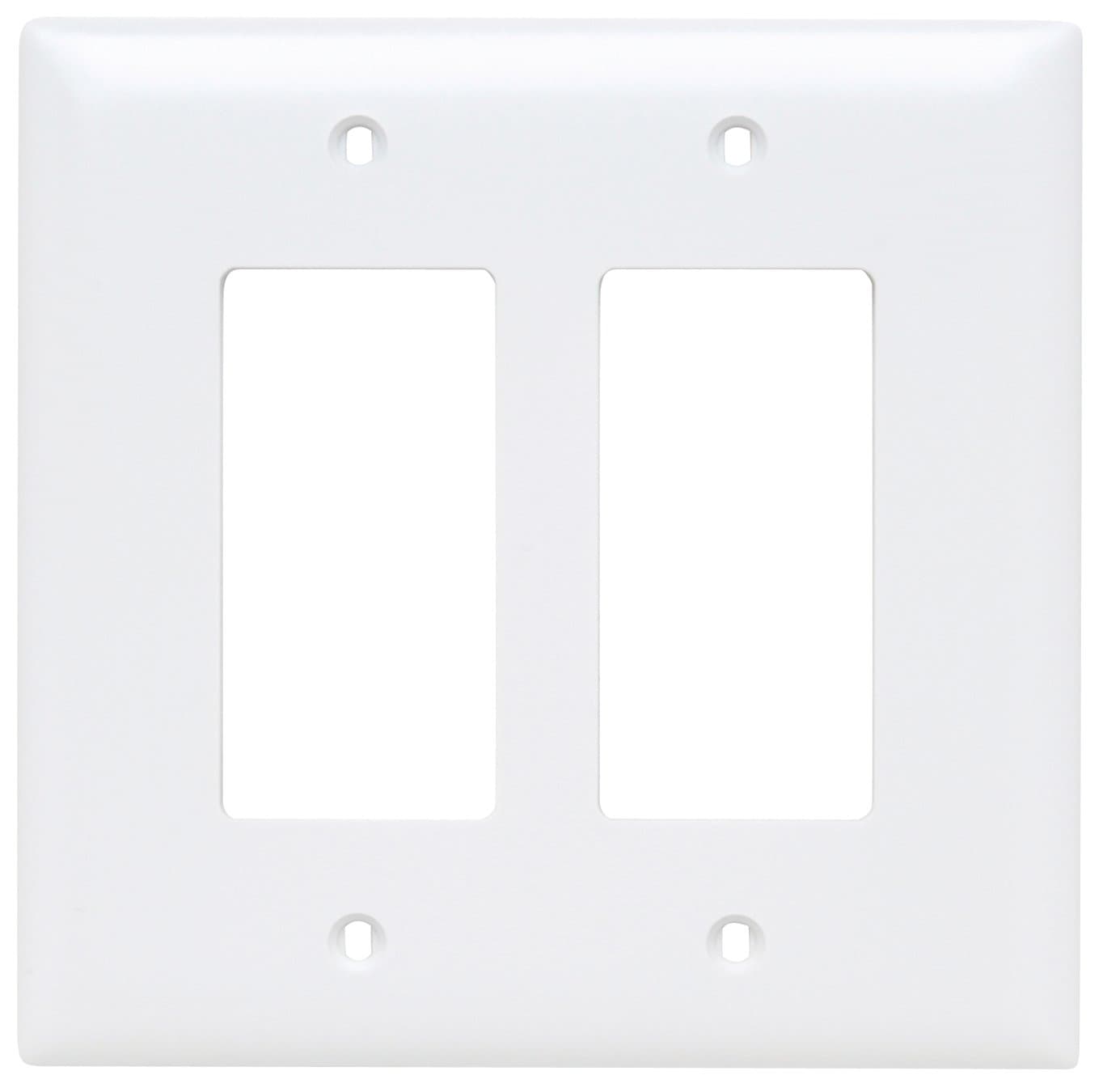 Legrand Pass & Seymour TPJ262W Trademaster Jumbo Oversized Unbreakable Nylon Wall Plate, 2 Gang, Two Decorator Rocker GFCI Cover, White (1 Count)
