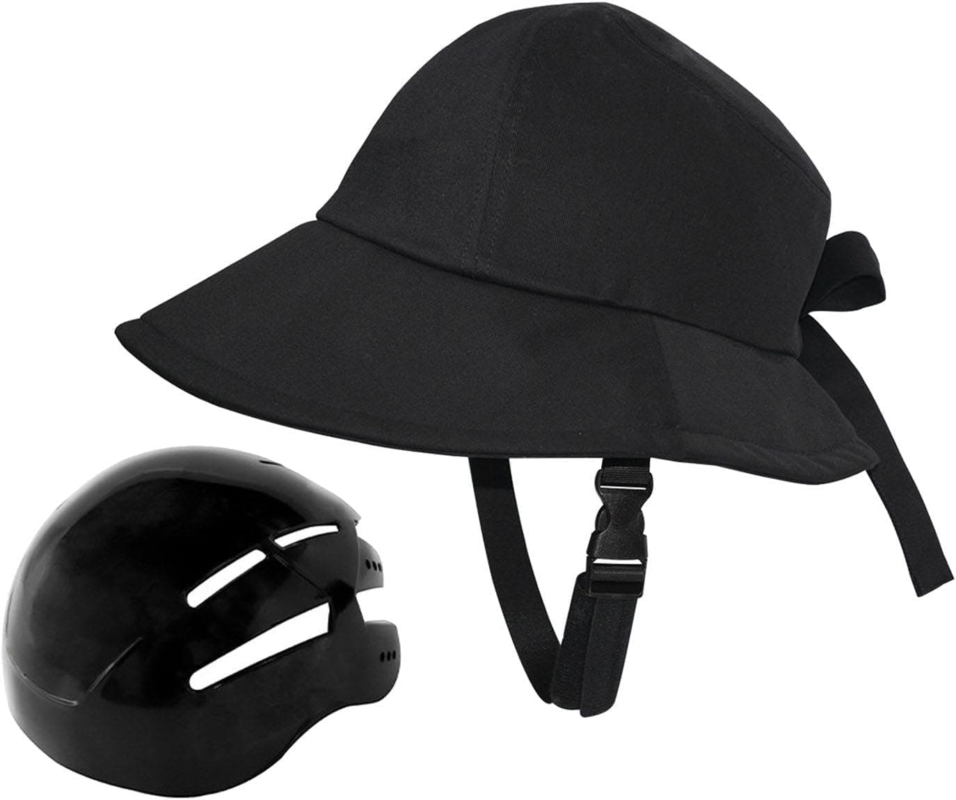 LIODFGLER Women Cycling Helmet for Sun Hat with Bike Helmet Fashion Breathable Sunscreen Head Protection Bicycle Helmet Hats (Black,one Size)
