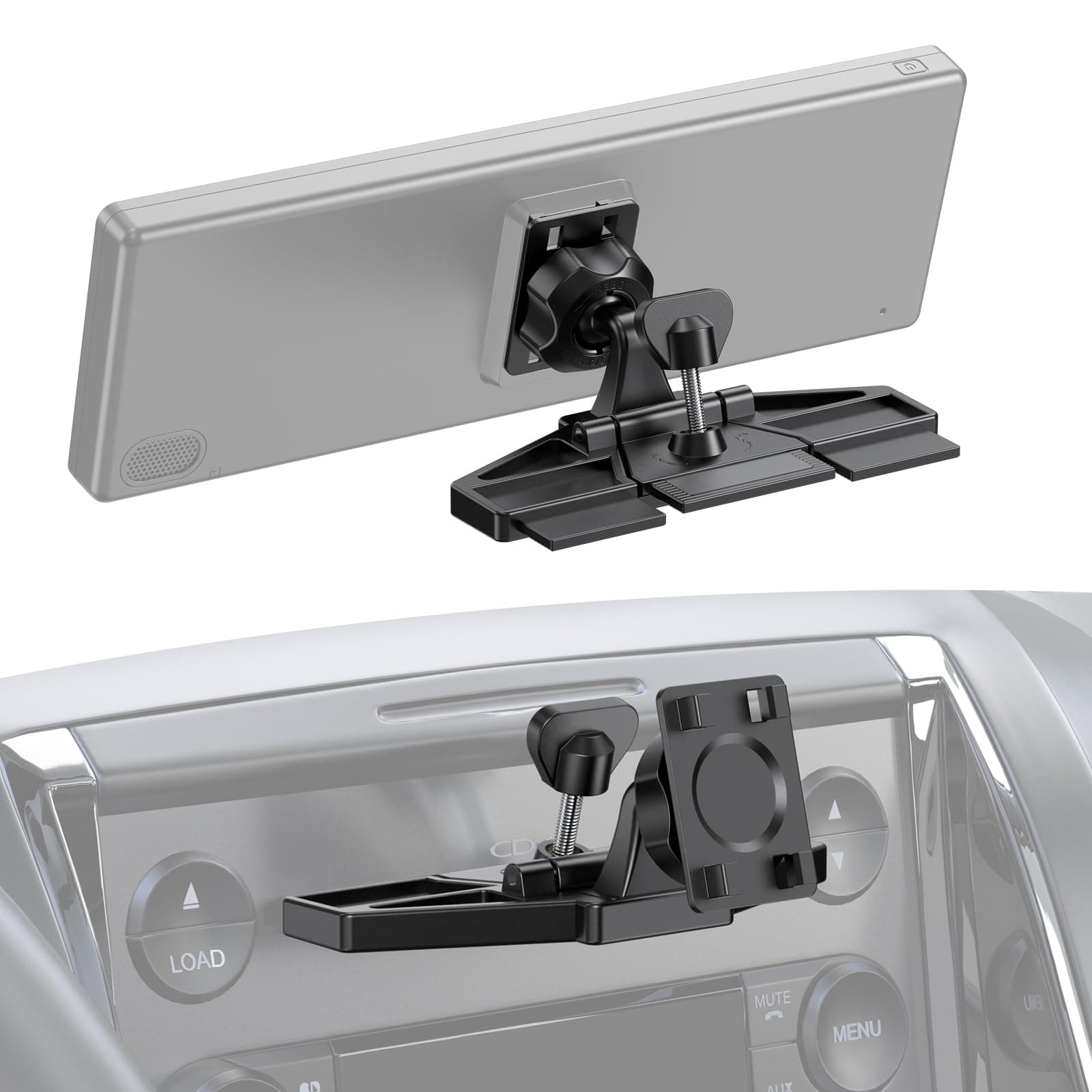 iGoevo CD Slot Mount for CarPlay Screen 360° Rotation Tool-Free Installation Sturdy and Secure Compatible with in-Car Monitors CD Slot CarPlay Mount