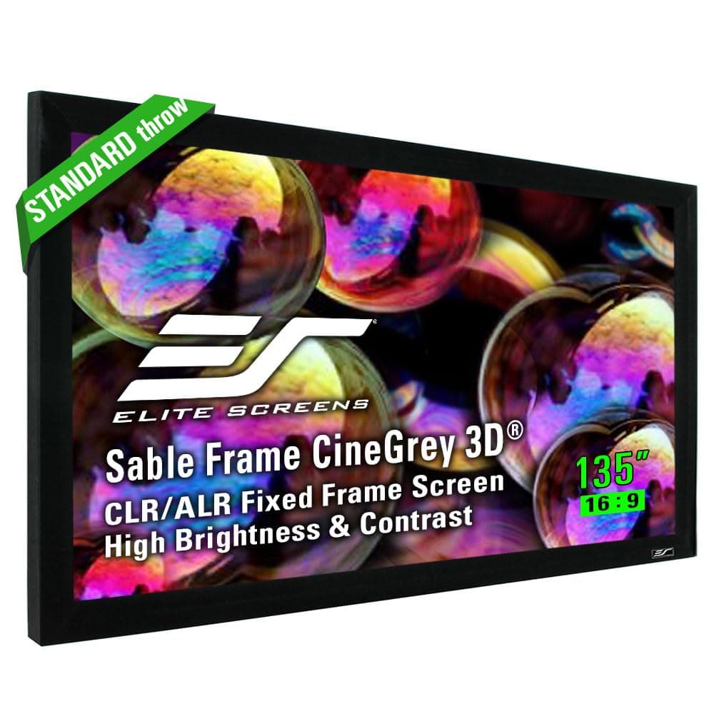 Elite Screens Sable Frame CINEGREY 3D, 135-inch 16:9, Ambient Light Rejecting Fixed Frame Projection Projector Screen, ER135DHD3