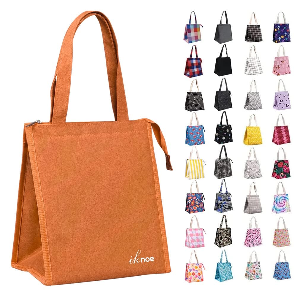 iknoe 9L Insulated Lunch Bag, Leakproof Lunch Tote for Men & Women Orange