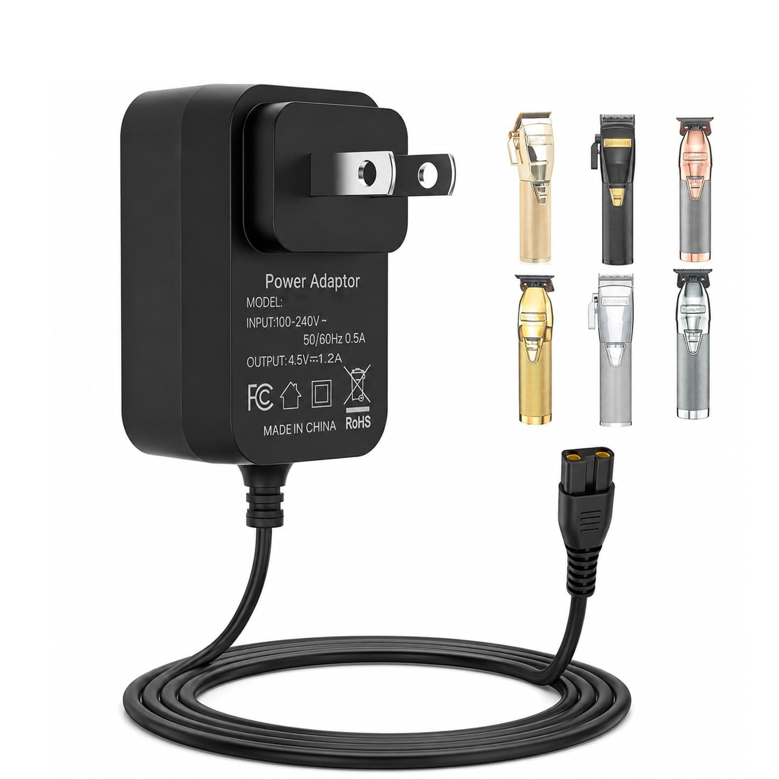 4.5V Charger Cord for BaByliss PRO Clipper & Trimmer FX870 FX788 FX787 FXSSM FX820 FX726 FX825, Power Adapter for BaByliss Barberology