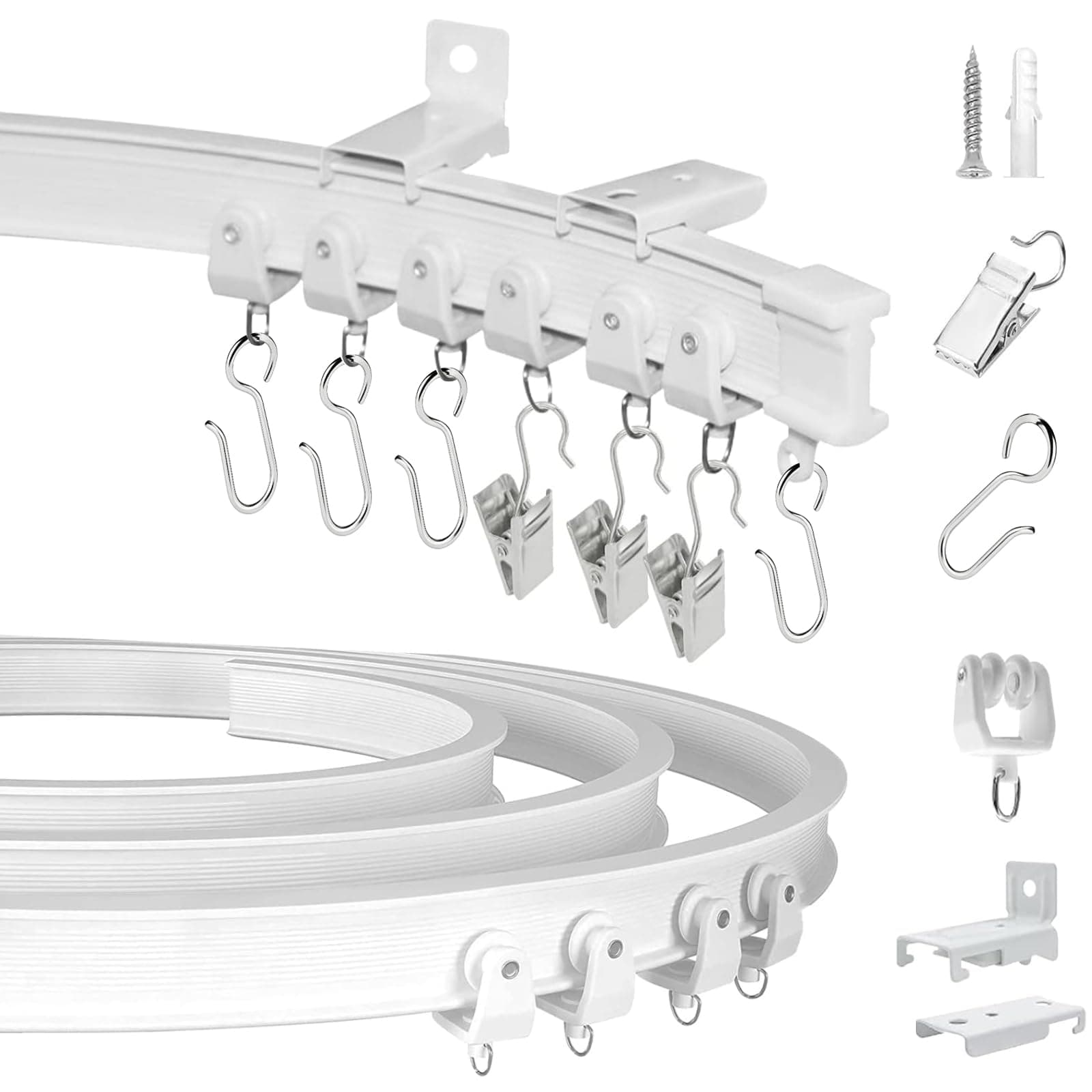 Bendable Ceiling Curtain Track Flexible Curved Curtain Tracks Wall Mount Room Divider RV Curtain Track Heavy Duty Curtain Rail System 14Ft Ceiling Track for Curtains Bay Window