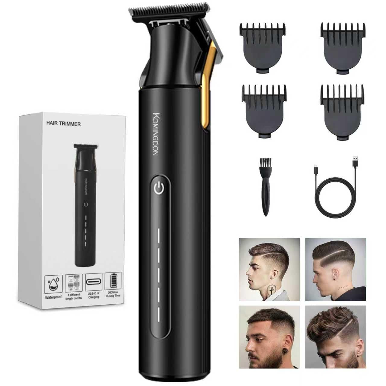 KOMINGDON Hair Trimmer for Men,Professional Barber Trimmer,Cordless T-Blade Hair Clippers Precision Edgers T Liners Rechargeable Beard Trimmer,Waterproof Haircut kit,Long-Lasting Battery