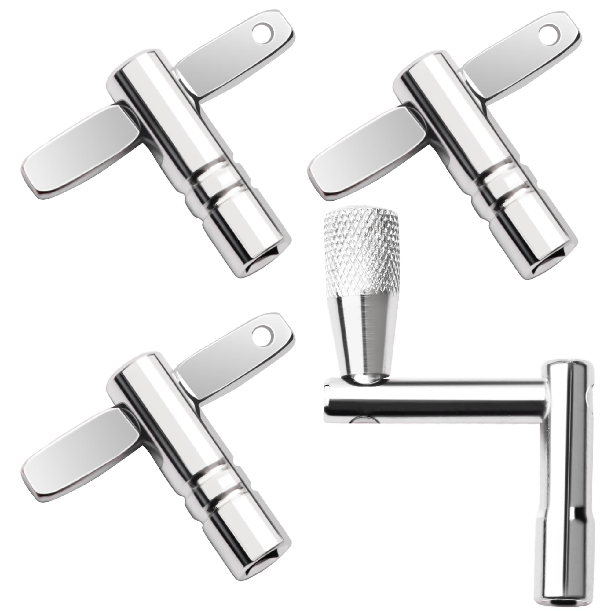 YUSBUTON 4 Pack Drum Keys - Universal Tool for Tuning High Tension Drums, Includes Speed Key, Wrench Set, Multi-Tool Keychain, and Drill Bit for Perfect Tuning.