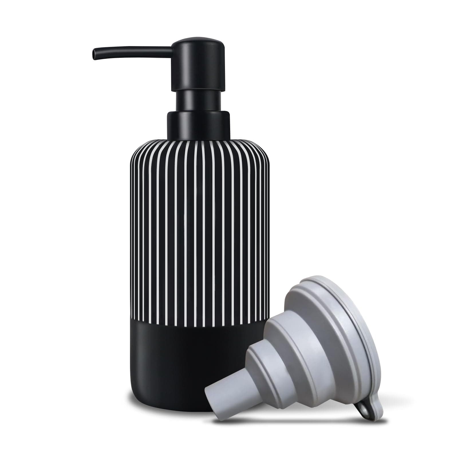 Black Soap Dispenser for Kitchen, Modern Plastic Dish & Hand Soap Dispenser with Pump for Bathroom, Refillable Liquid Soap & Lotion Dispenser (380ml/13oz)