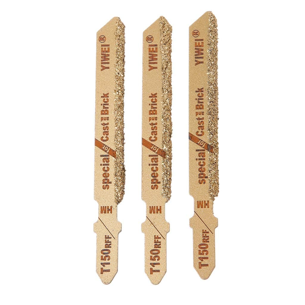 BOBEINI 3pcs 3" T150 Carbide Grain 50 Grit T-Shank Jigsaw Blades Ceramic Tile Cutting Tool New
