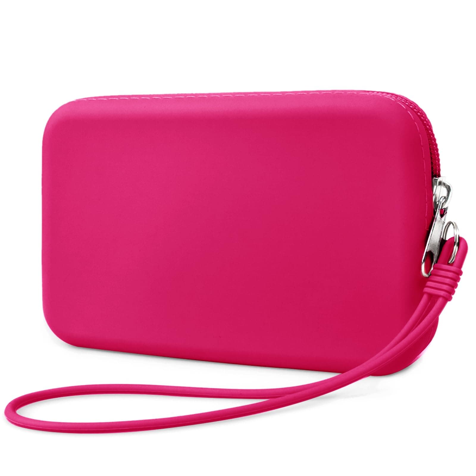 FFpaw Silicone Large Makeup Bag, Travel Toiletry Bag For Women Big Makeup Bag Organizer Portable Cosmetic Bag Zipper Pouch Purse Waterproof Makeup Storage Bag Easy Carry Large Makeup Pouch, Small Rose