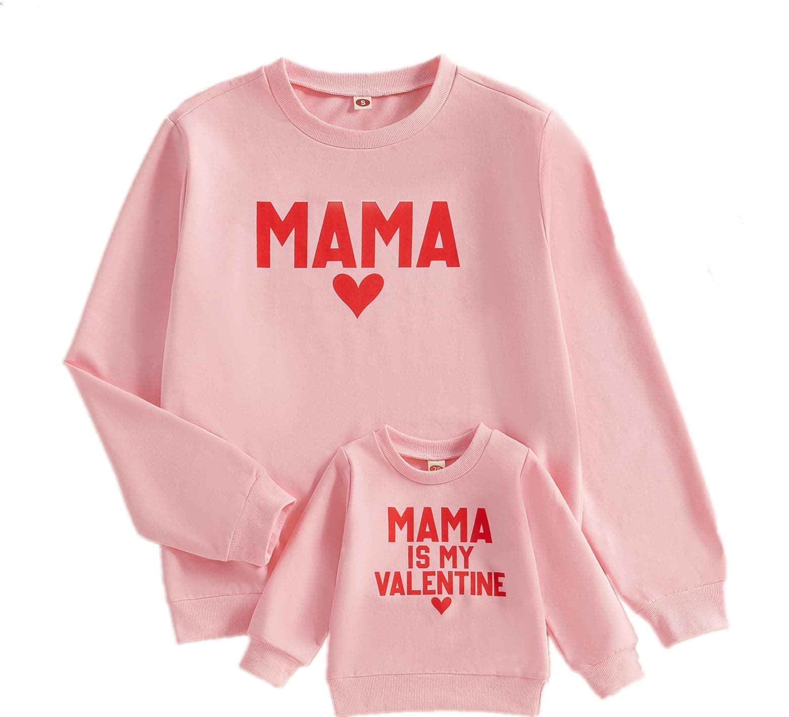 Mommy and Me Matching Outfit Valentine's Day Sweatshirt Pullover Top for Mom, Daughter, Son, Baby, Toddler, Girl, Boy, Valentine'sday Mathcing Outfits Pink, 18-24 Months