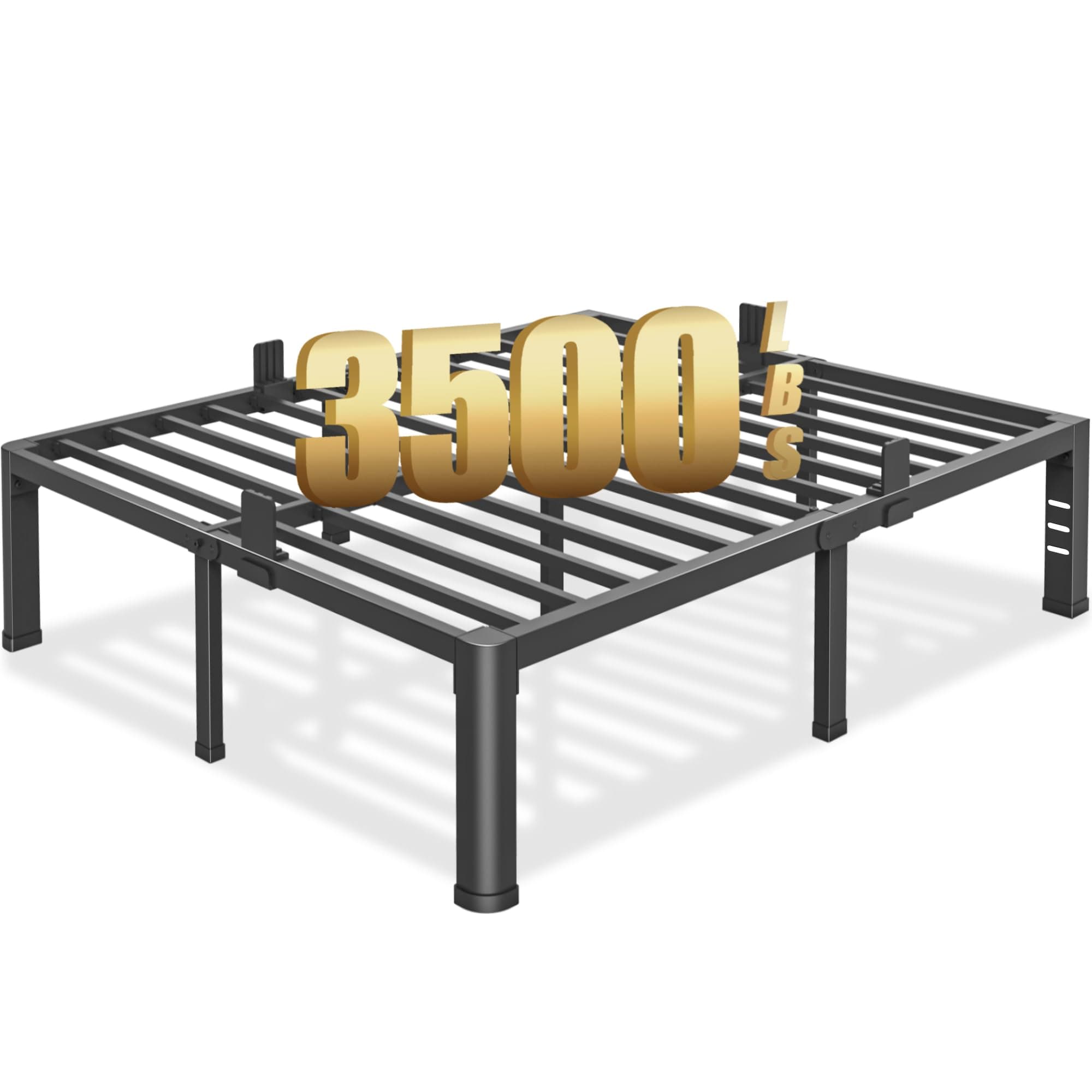 18 inch King Size Bed Frame with Round Corner Legs and Headboard Hole Mattress Slide Stopper 3500 lbs Heavy Duty Metal Platform,Steel Slat Support,No Box Spring Needed,Easy Assembly,Noise Free