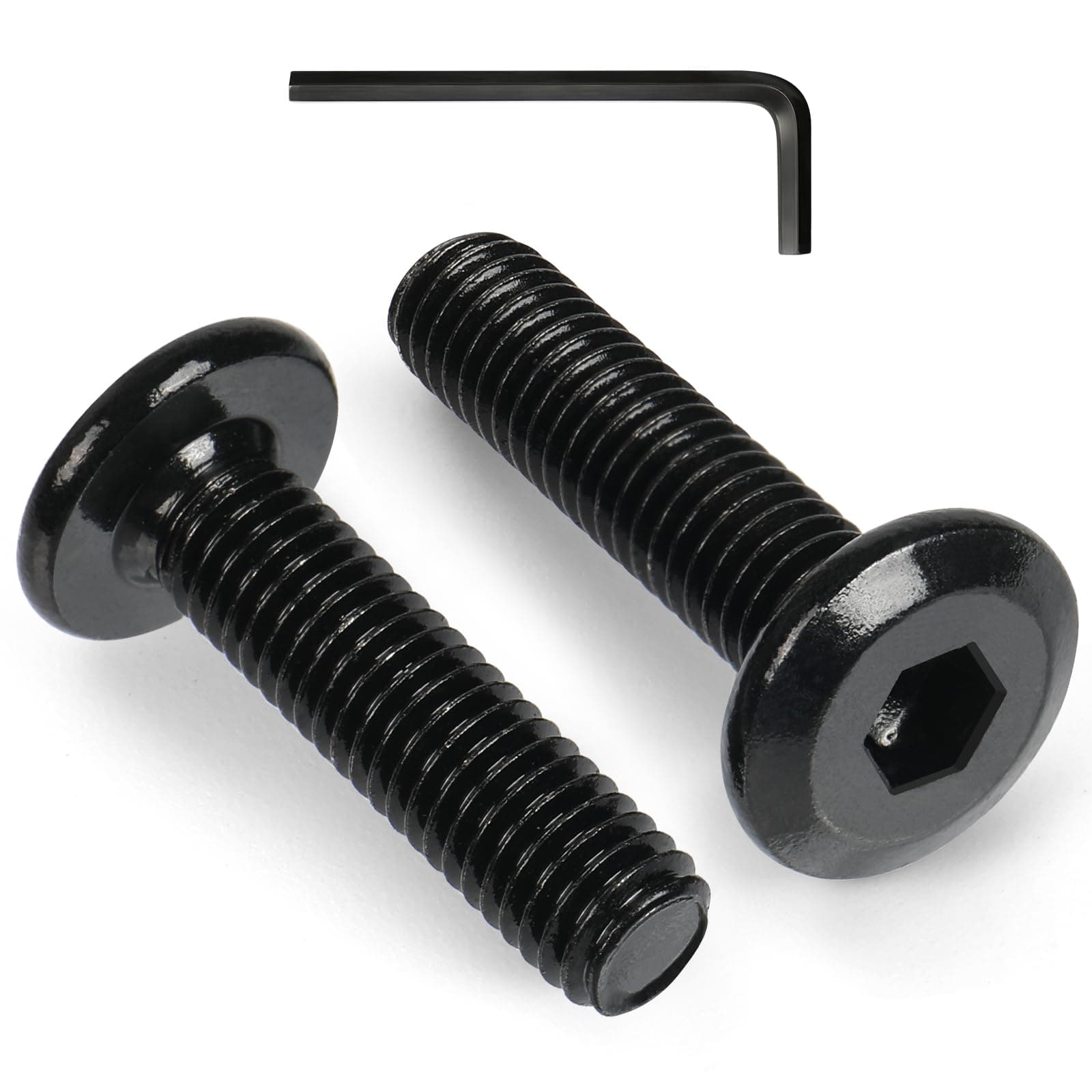 VGBUY M6-1 x 20 mm 60pcs Flat Head Hex Socket Cap Screws Metric M6 Bolts, 304 Stainless Steel 18-8, Black Zinc Plated, Full Thread, with Hex Spanner