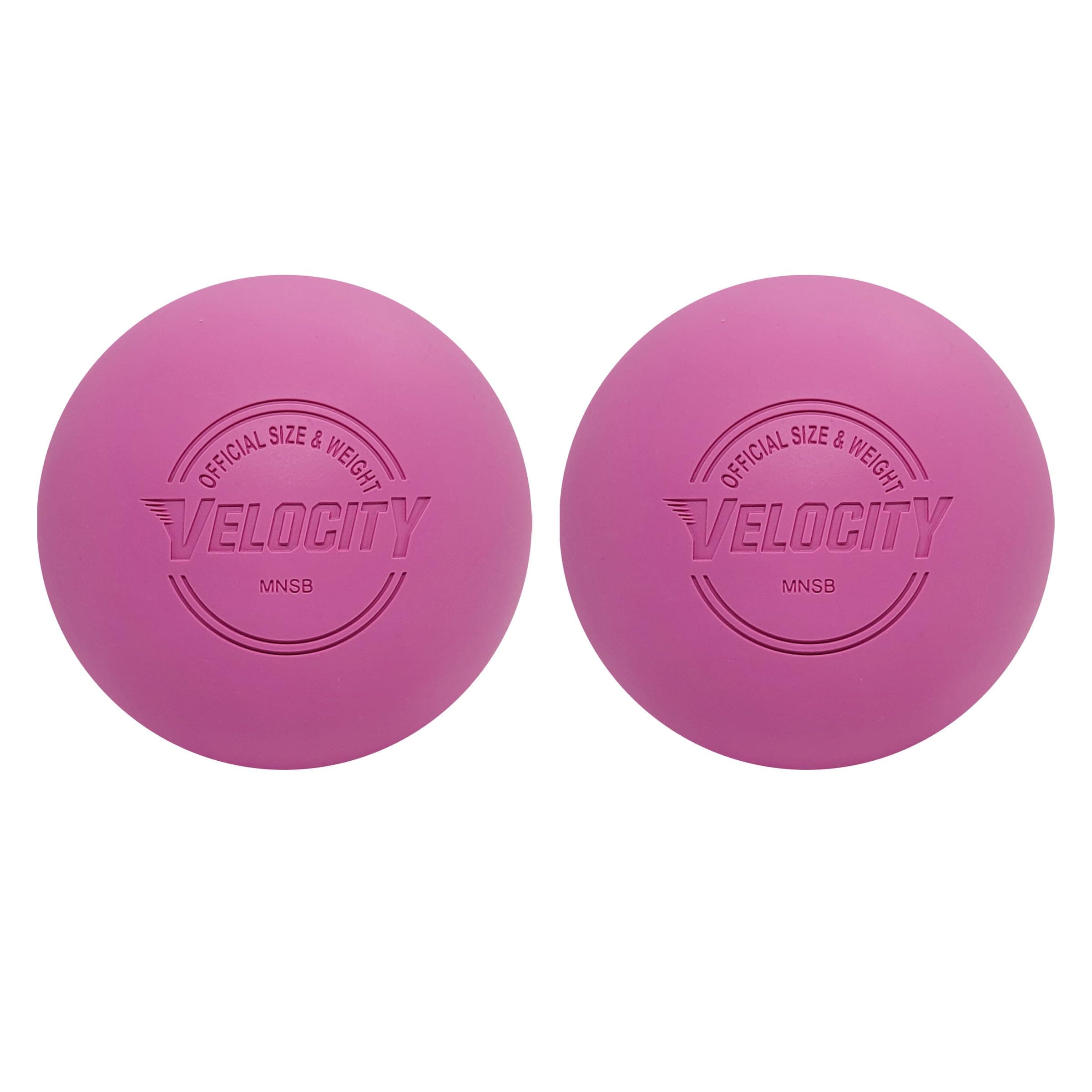 Velocity Massage Lacrosse Ball for Muscle Knots, Myofascial Release, Yoga & Trigger Point Therapy - Firm Rubber Scientifically Designed for Durability and Reliability - Pink, 2 Balls
